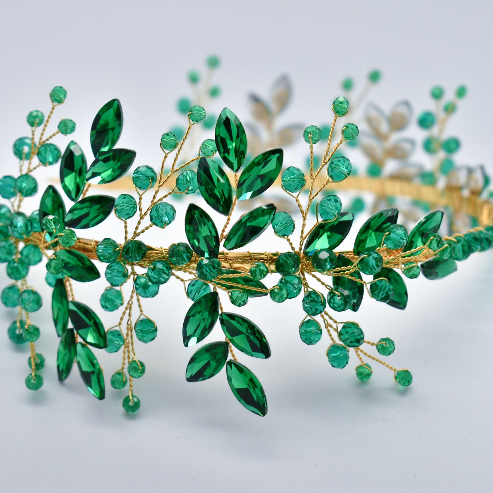 Cerchietto per capelli da sposa con strass | Copricapo fatto a mano per spose (verde), copricapo per feste, balli o compleanni