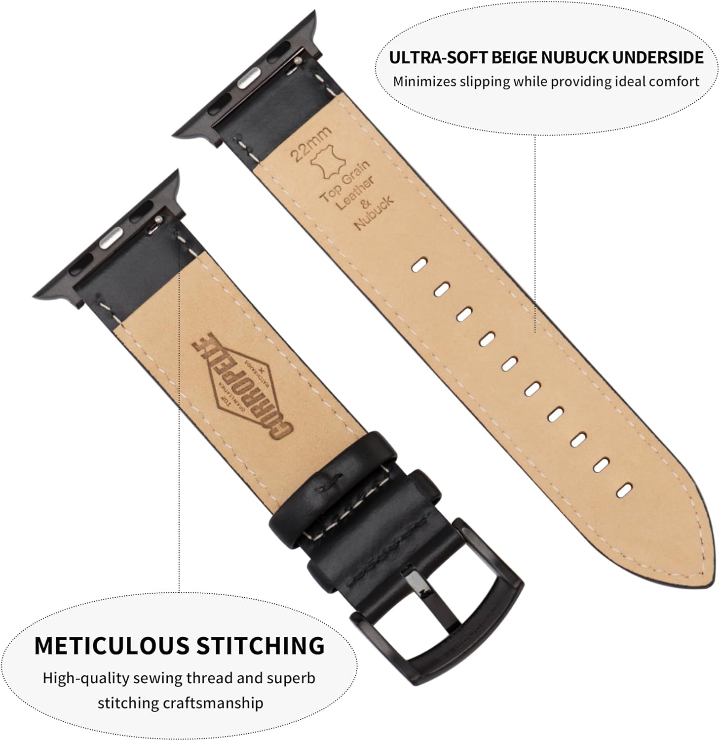 Leather Watch Bands Compatible with Apple Watch 49mm 46mm 45mm 44mm 42mm 41mm 40mm 38mm, Elegant Top Grain Leather Replacement Strap for iWatch Series 11 10 9 8 7 6 5 4 3 2 1 SE/Ultra 3 2 1