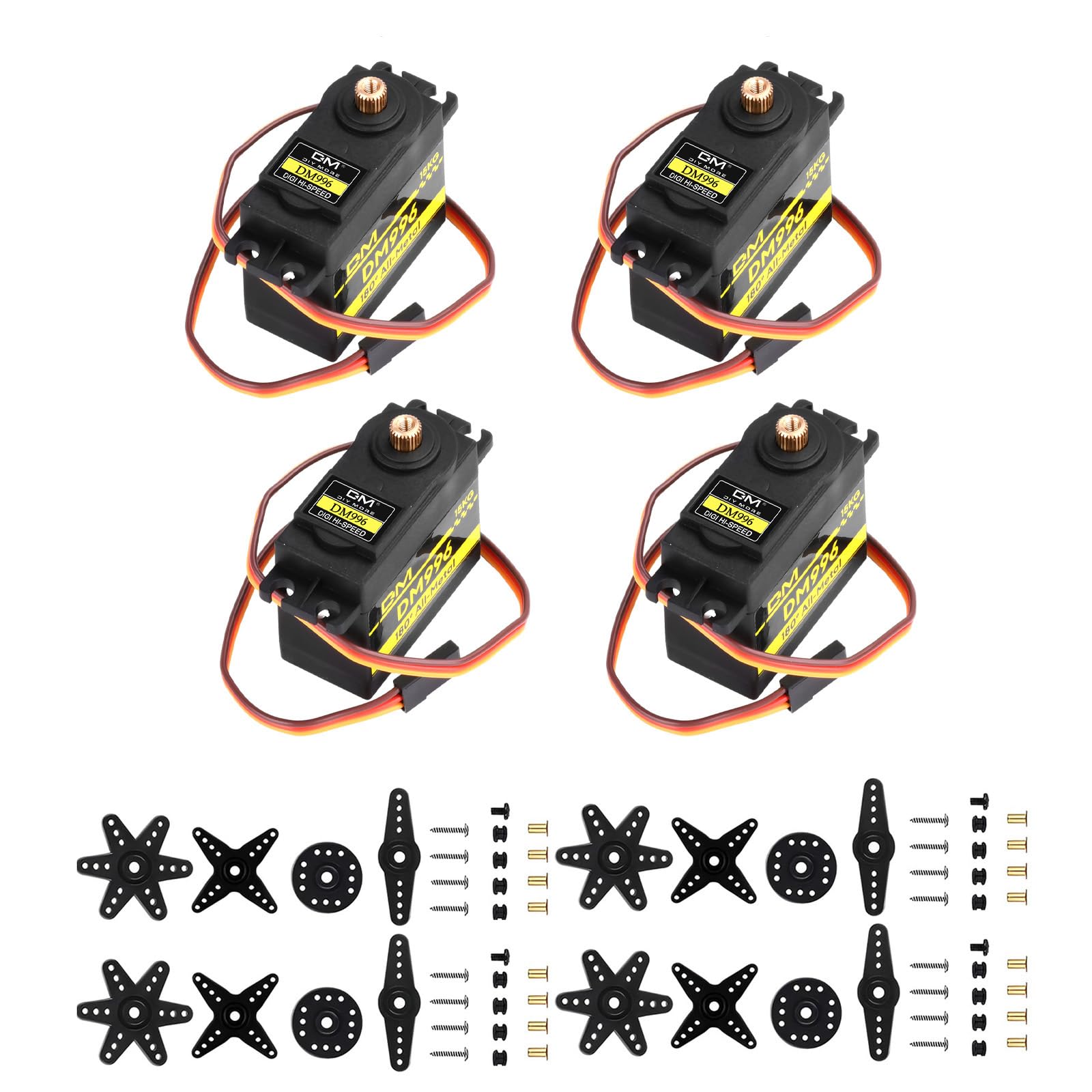 Diymore 4PCS DM996 Servo,Metal Gear High Speed Torque 13kg Digital Servo Motor for RC Helicopter Airplane Car Boat Robot controls