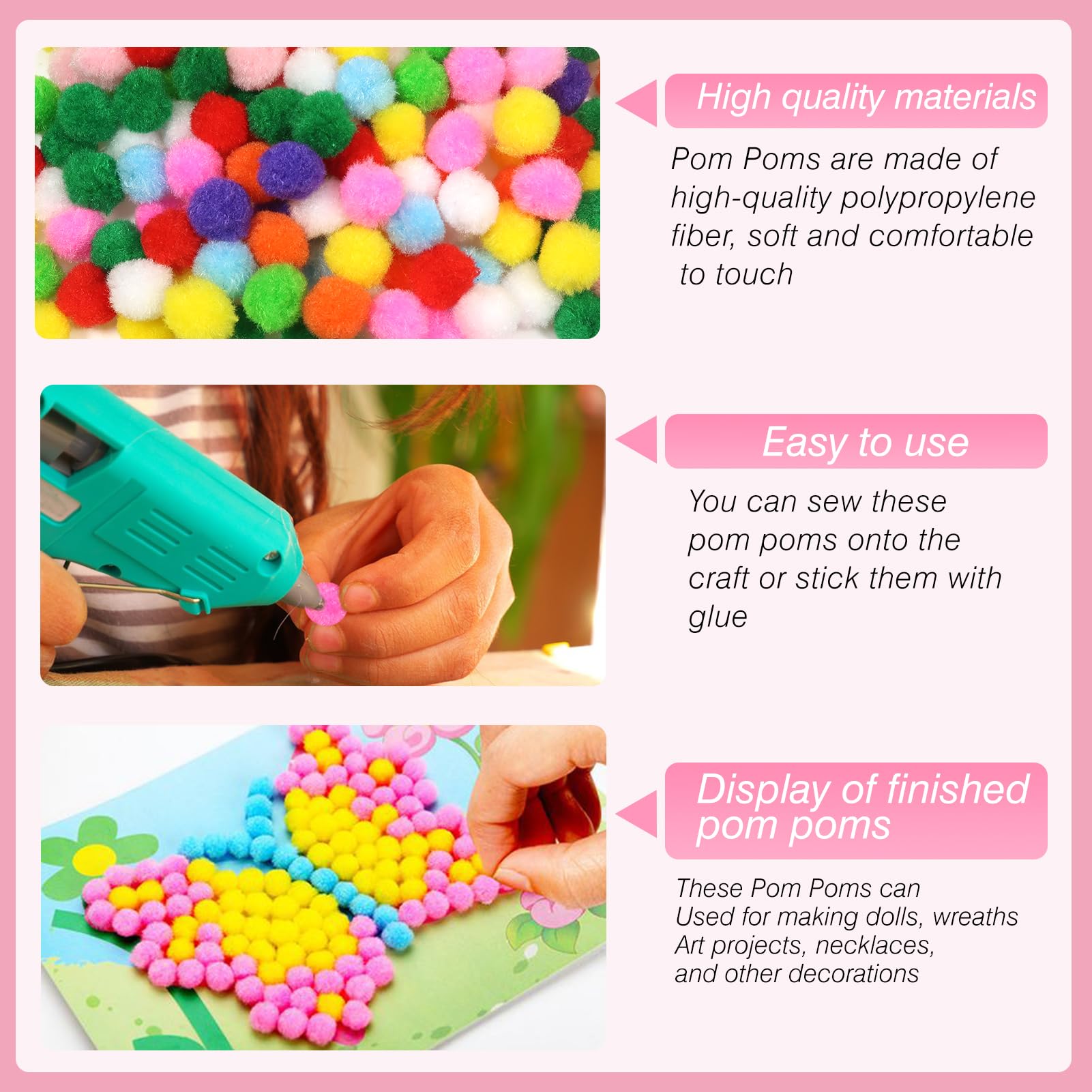 600 Pompones De Fieltro Negros De 1 Cm - Bolitas Para Manualidades, Decoración Y Proyectos DIY