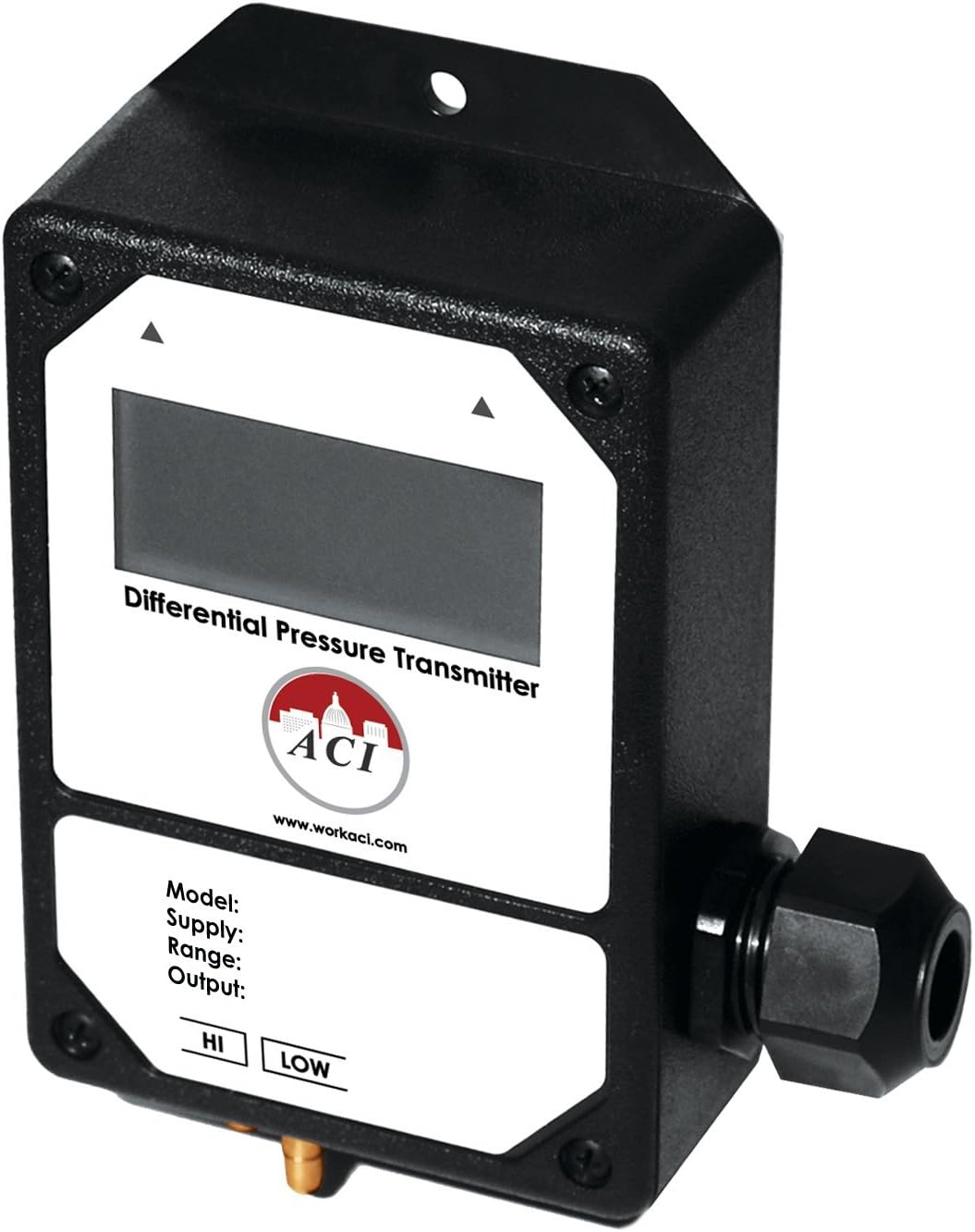 A/LP2-1-10-LCD | ACI | Differential Pressure Sensor Transducer Unidirectional | 0-1" w.c. | 0-10 VDC | Pressure Sensor w LCD_Yes