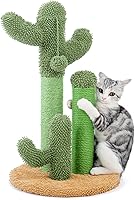 PAWZRoad Cactus Cat Scratching Post: 3 Sisal Poles, Interactive Dangling Ball, 23" Medium for Small Cats