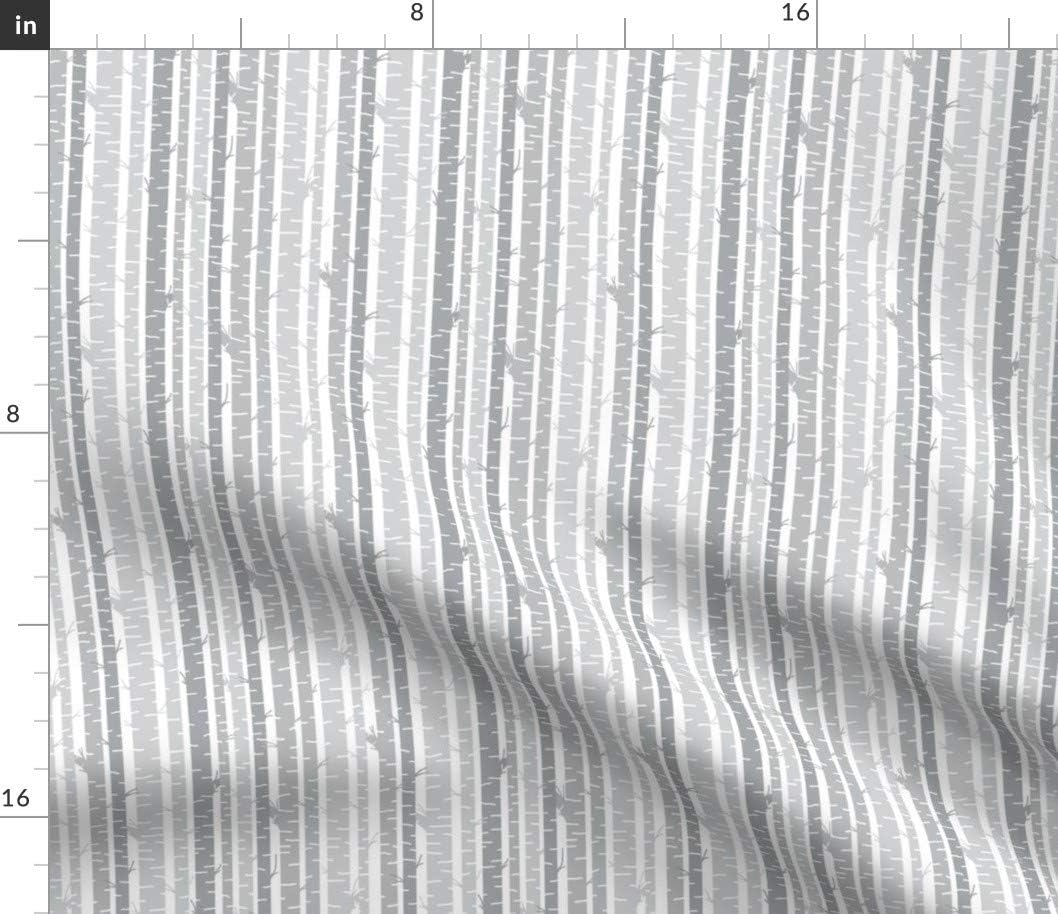 Spoonflower Fabric - Birch Trees Gray White Background Woodland Forest Outdoor Wilderness Printed on Petal Signature Cotton Fabric by The Yard - Sewing Quilting Apparel Crafts Decor