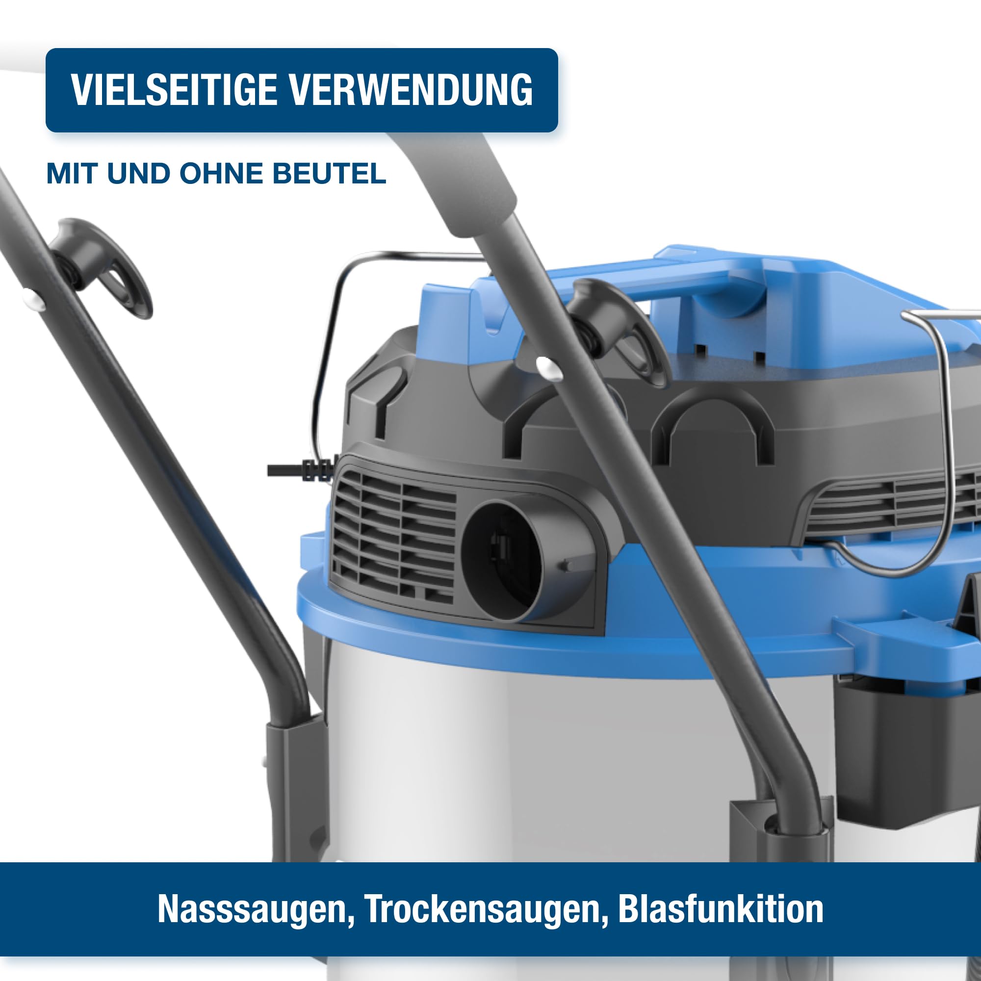 Hyundai Nass- / Trockensauger VCWD1650E, 1600 W, 50l, Edelstahltank, Gebläsefunktion (Staubsauger, Waschsauger, Industriestaubsauger)