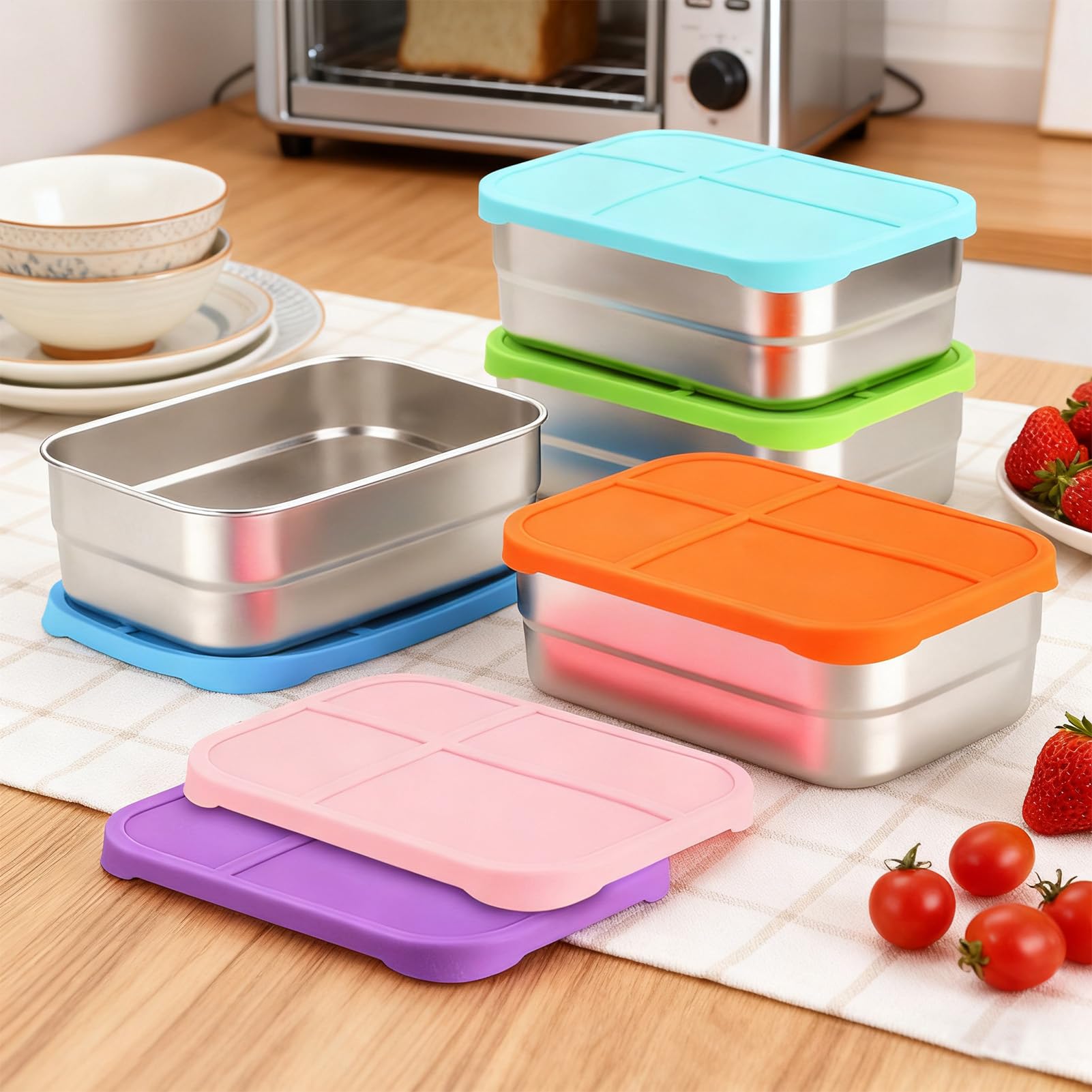 Envases de Acero Inoxidable para Snacks Recipiente Para Almacenar Comidas Y | Portátil De Alimentos Para Almuerzo Escuela Viajes Picnic Guardería Deportes Oficina Hogar Camping Senderismo
