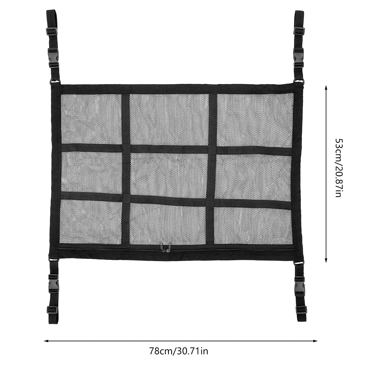 Filet De Rangement Toit Voiture Double Couche 78x53cm – Organisateur Plafond SUV/Van/Camping-Car, Noir, Installation Facile