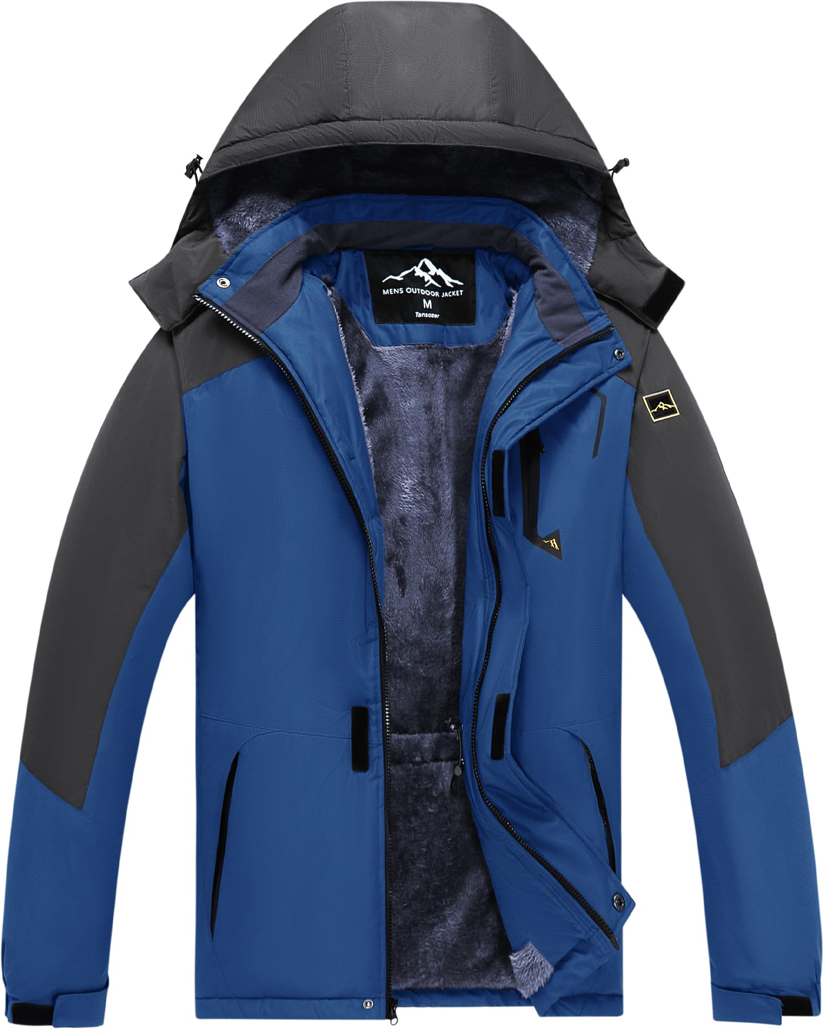 Tansozer Uomo Impermeabile Giacca Invernale Antivento caldo Sci Cappotto in Pile con Cappuccio Rimovibile