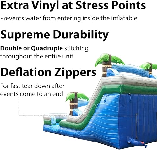 Miniatura 5 de TentandTable Tobogán acuático inflable de doble carril para niños y adultos, diversión acuática gigante de grado comercial, incluye soplador de aire