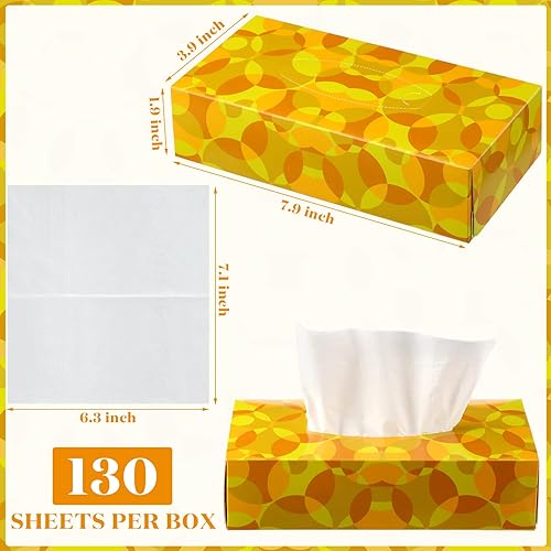 Miniatura 10 de 12 paquetes de 1560 hojas de pañuelos faciales suaves, pañuelos faciales de cuatro patrones, 2 capas, 130 hojas cada caja, pañuelos faciales para el