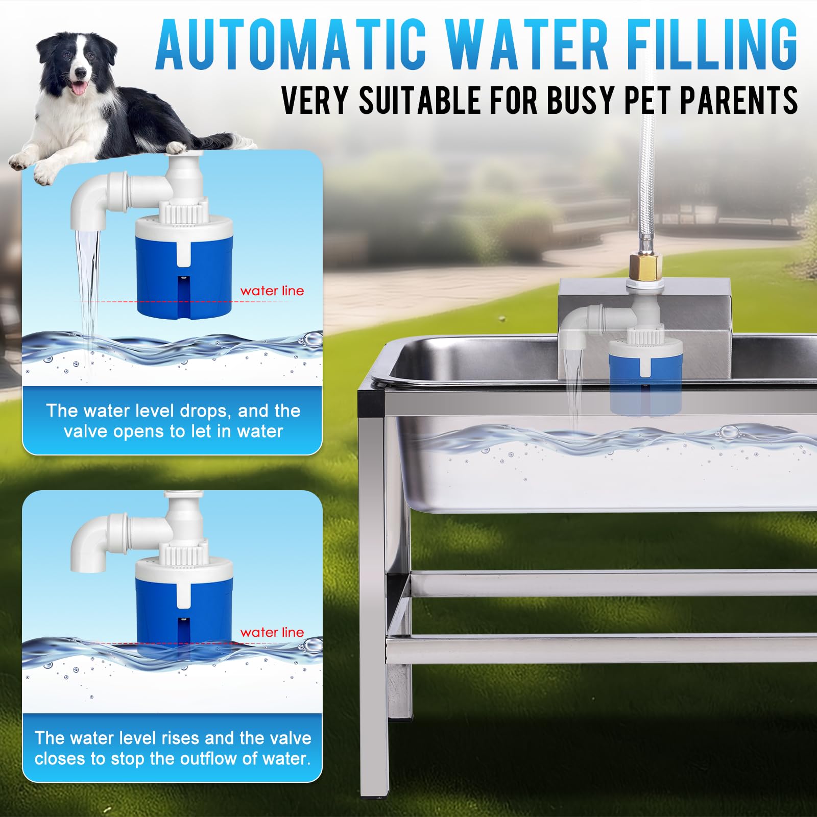 Dispensador automático elevado de cuencos de agua para perros grandes, de acero inoxidable de 3 galones, con soporte para aliviar la presión de las articulaciones, cuencos para mascotas con
