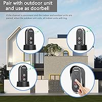 Vista 6 de Timbre inalámbrico para el hogar, sistema de intercomunicación inalámbrico de 4900 pies de largo alcance, timbre de intercomunicador bidireccional 2