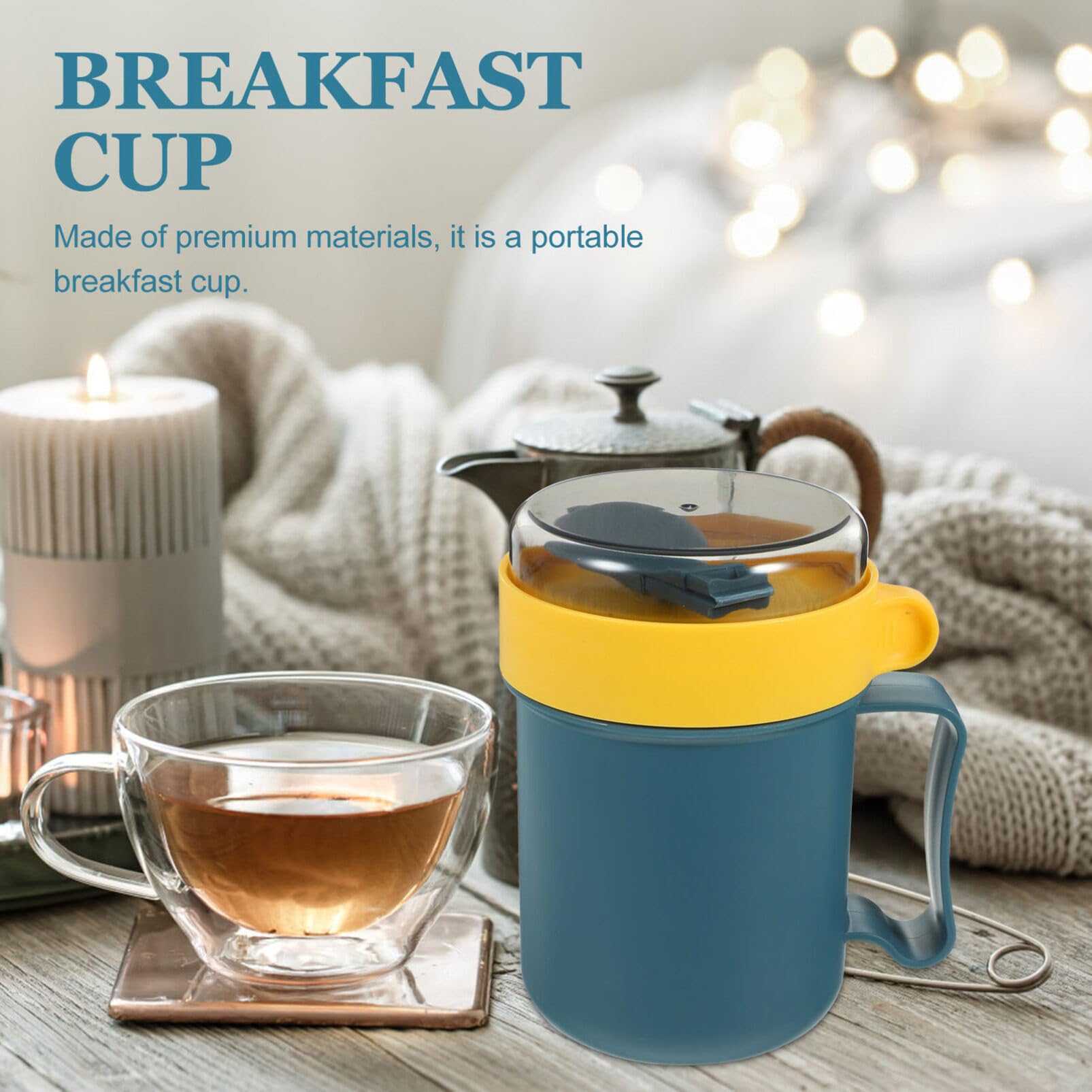 Mug Tasse de petit-déjeuner portable avec couvercle, tasse à lait, tasse isolée, tasse de grande capacité de 15,2 oz, peut être utilisée for boire du