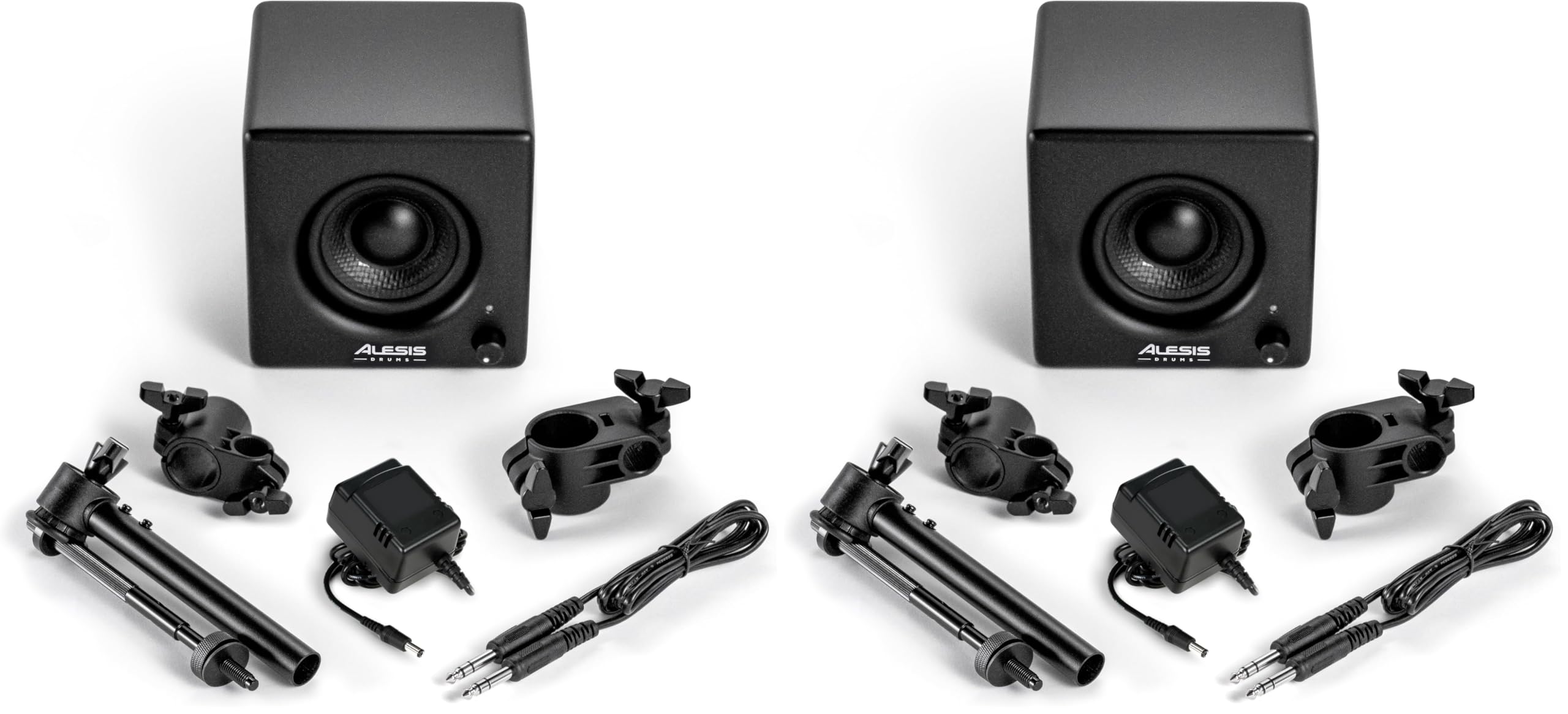 Alesis Nitro Amp 70W 3" Compact Electric Drum Monitor Speaker for Practice and Lessons, Rack-Mountable with Clamps Included (Pack of 2)