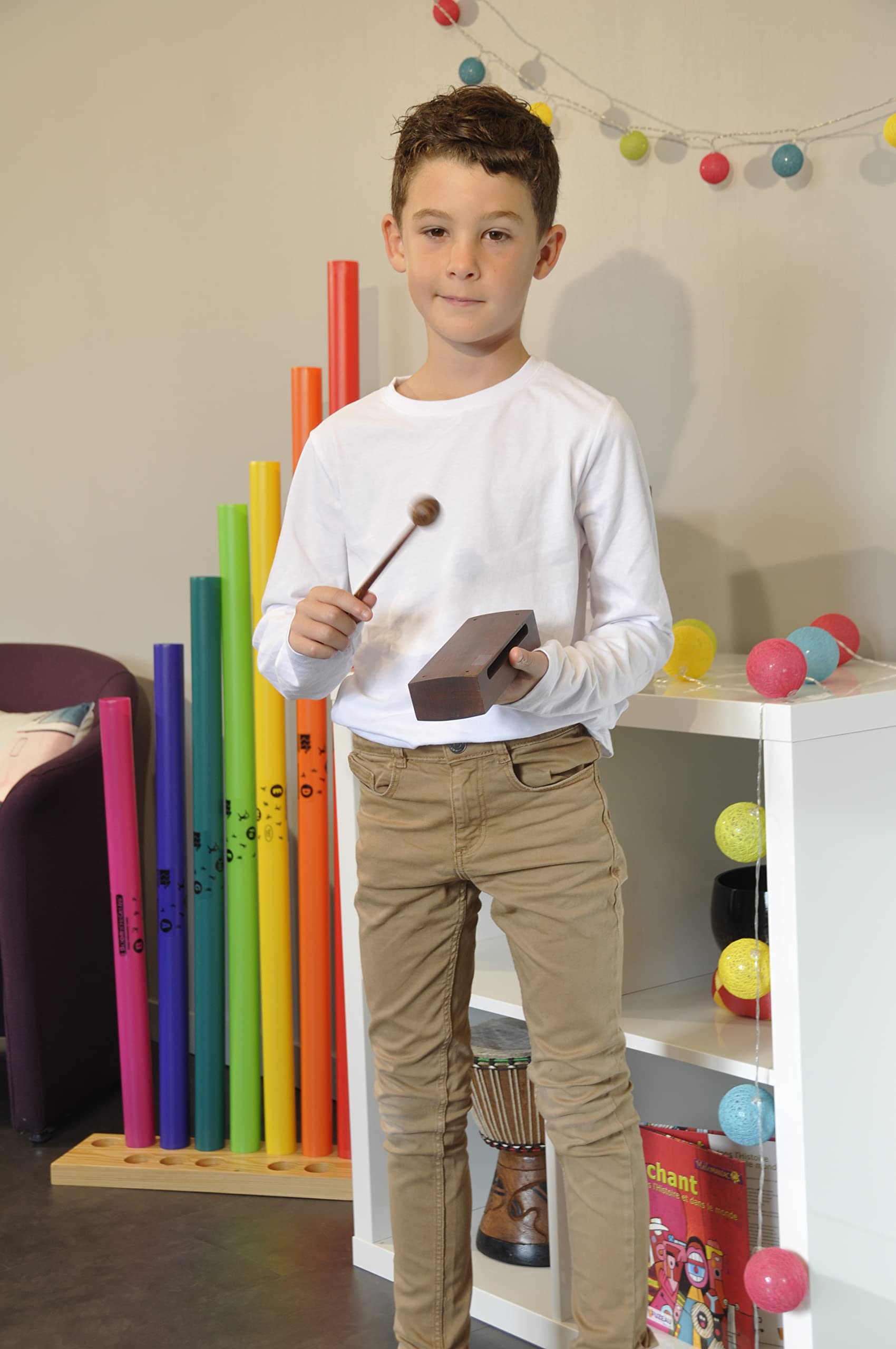FUZEAU Wood Block DTP 635 Rosa Zwei Ton & Nino Percussion NINO502 Paar Claves aus Holz Größe Small
