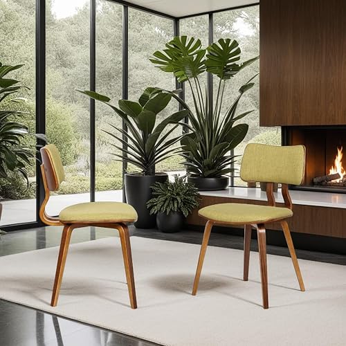 Miniatura 12 de Armen Living Jaguar - Silla de comedor moderna de mediados de siglo para mesa de cocina, escritorio, tocador en tela gris y acabado de madera de