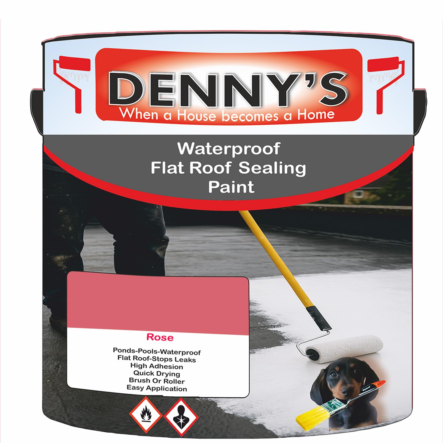 SCOOBYS PAINTS BACK IN THE MIX Chlorinated Rubber Flat Roof Paint – Waterproof Roof Sealer & Leak Repair Coating, Quick Drying, High Adhesion (Rose, 2.5 Litre Tin) — image 1