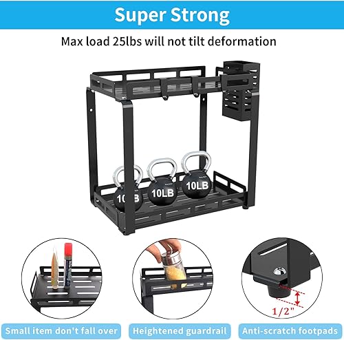Miniatura 5 de junyuan Organizador de baño, estante de organización de baño de 2 niveles para encimera, organizador de pie para almacenamiento de tocador, mesa de