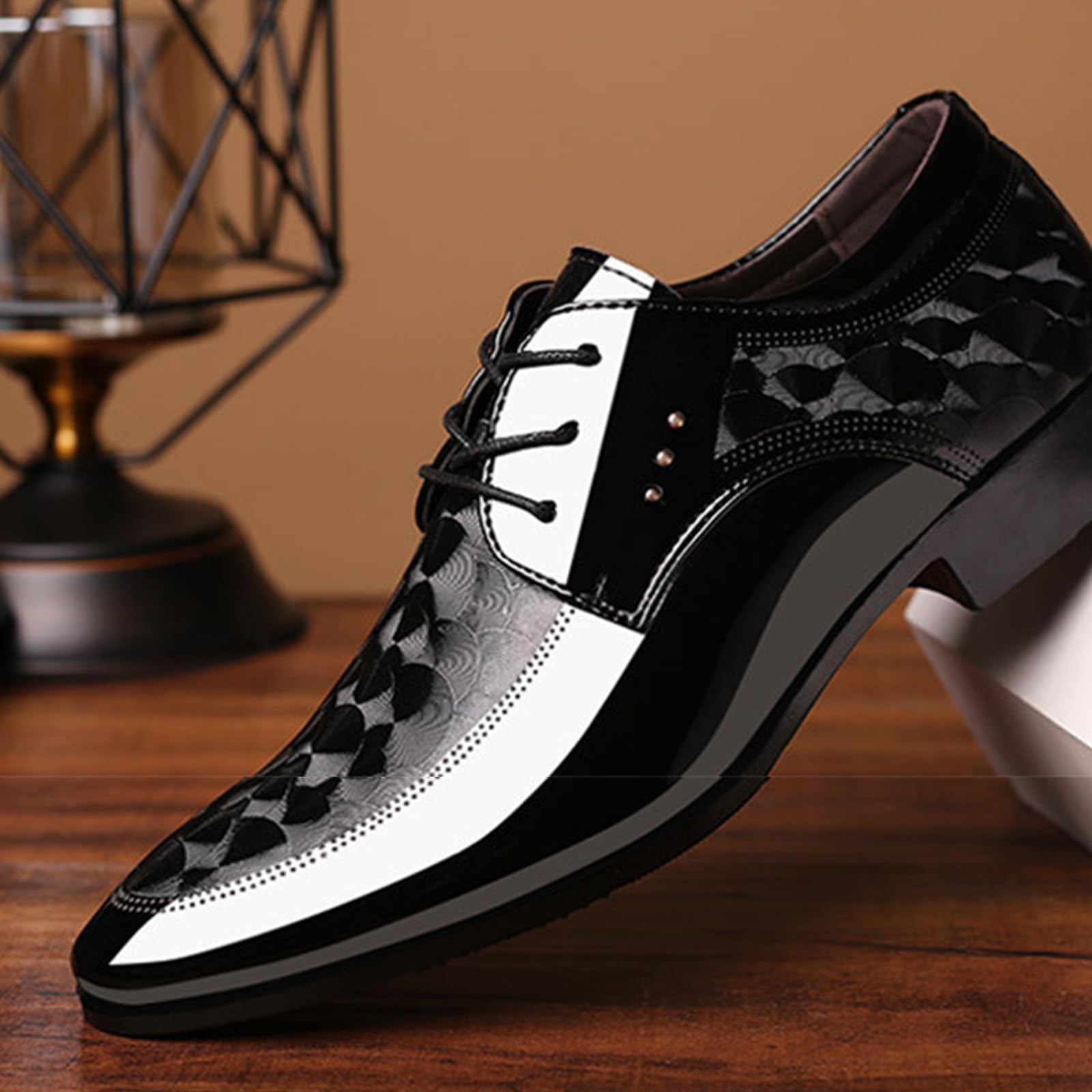 Scarpe Eleganti Uomo Oxford Scarpe da Smoking Stringate | A Punta Scarpe basse Classiche antiscivolo per Matrimonio Cerimonia Business Formali