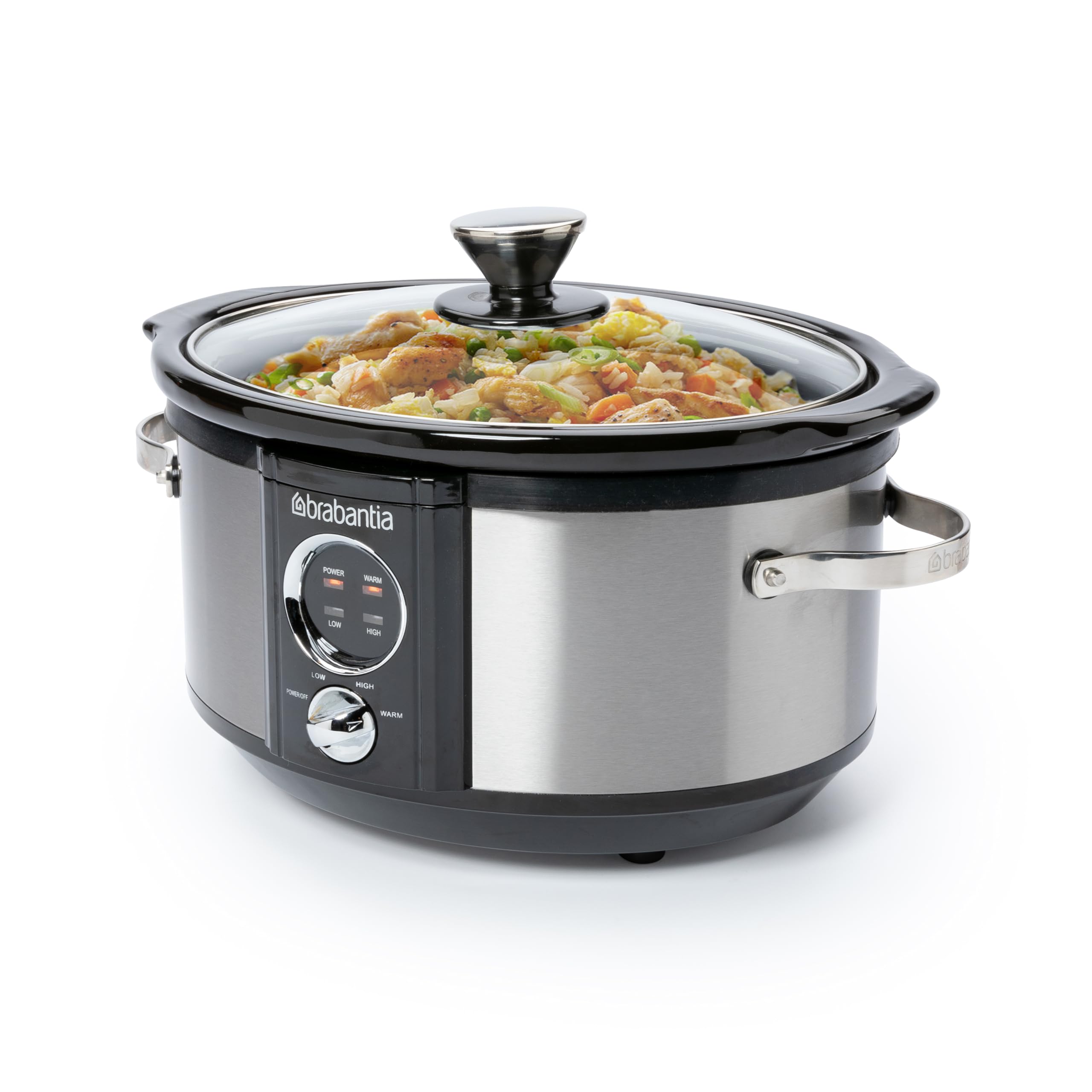 Brabantia Slow Cooker 3 5 Litre Non-Stick Coating Three Different Heat Settings Indicator Light Removable Pot Suitable for