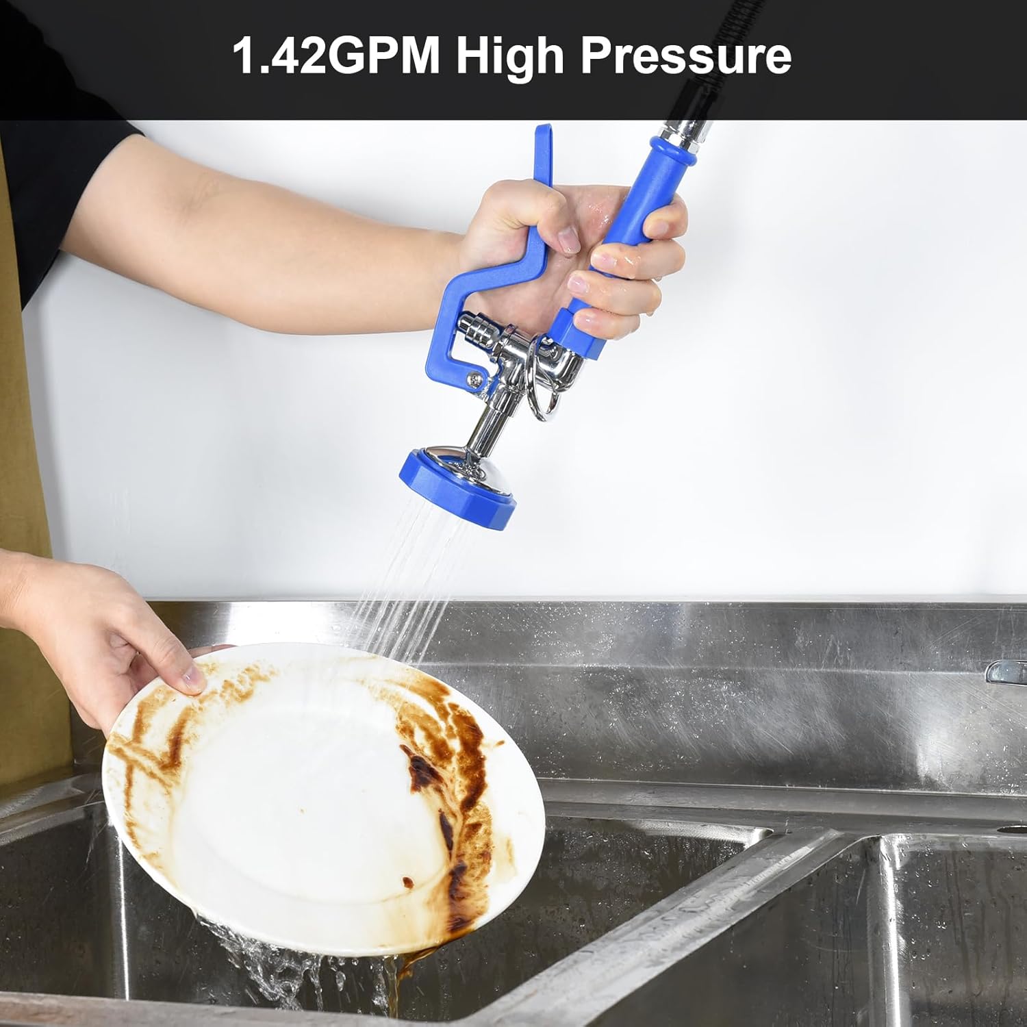 Commercial Dishwasher Sprayer for Kitchen Sink: Akwadu Pre Rinse Sprayer Head for Commercial Faucets - High Pressure Dish Sprayers Replacement for Restaurant Cleaning (Blue) - Image 2