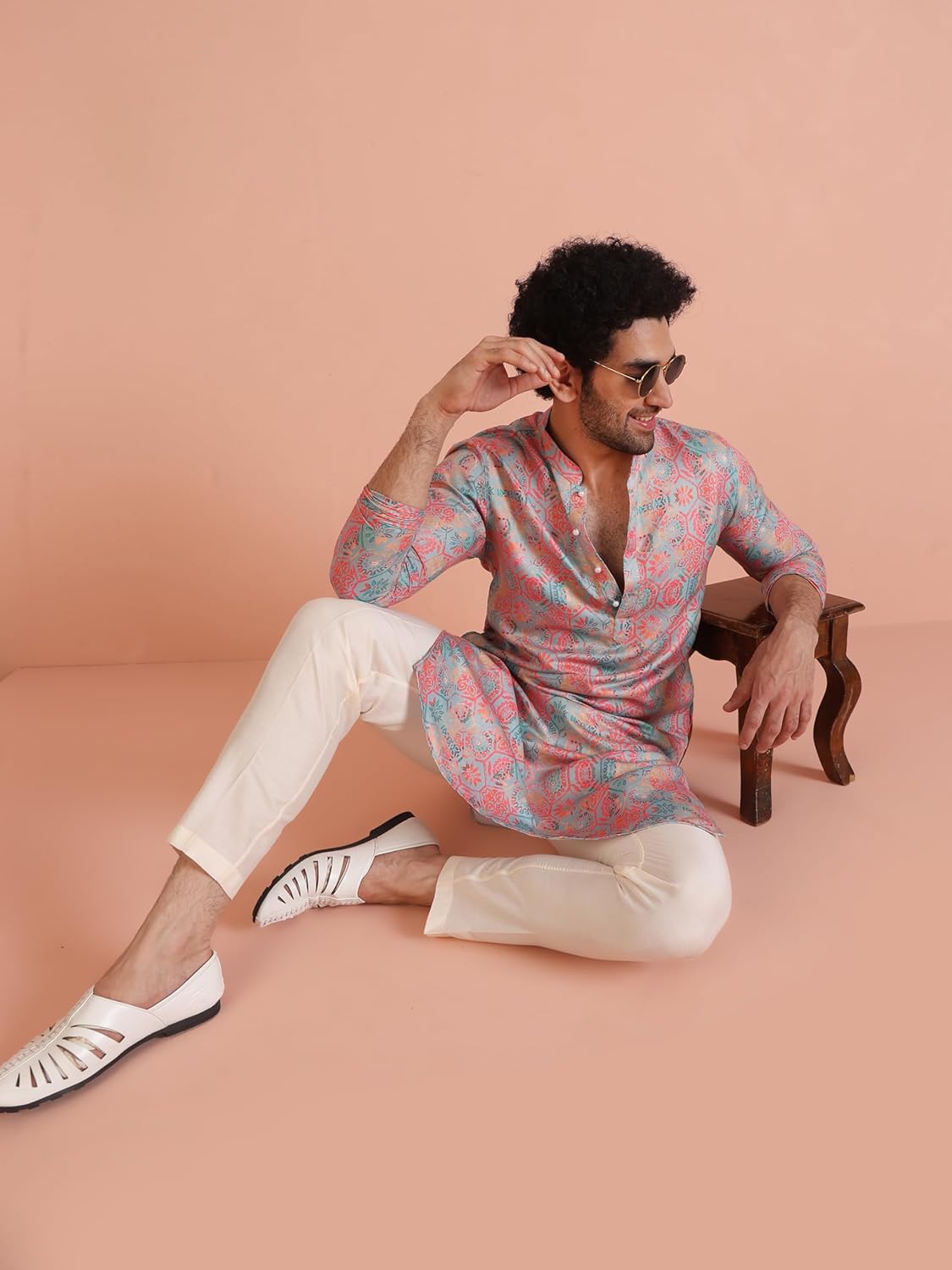 KISAH Mens Kurta - Printed Cotton Blend Tunic - Indian Wedding Outfit for Men - Festive Wear for Diwali, Eid & Celebrations - Image 5