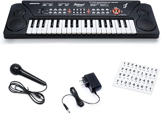 JUAREZ Octavé JRK370 37-Key Portable Electronic Keyboard Piano | 8 Rhythms | 8 Timbres | 8 Demos|4 Percussions | 4 Animal Voices | Adapter | Key Note Stickers