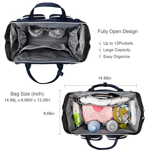Miniatura 3 de Pomelo Best Bolsa de pañales multifuncional con cambiador y correas para cochecito, bolsas grandes portátiles para bebés recién nacidos, mochilas de
