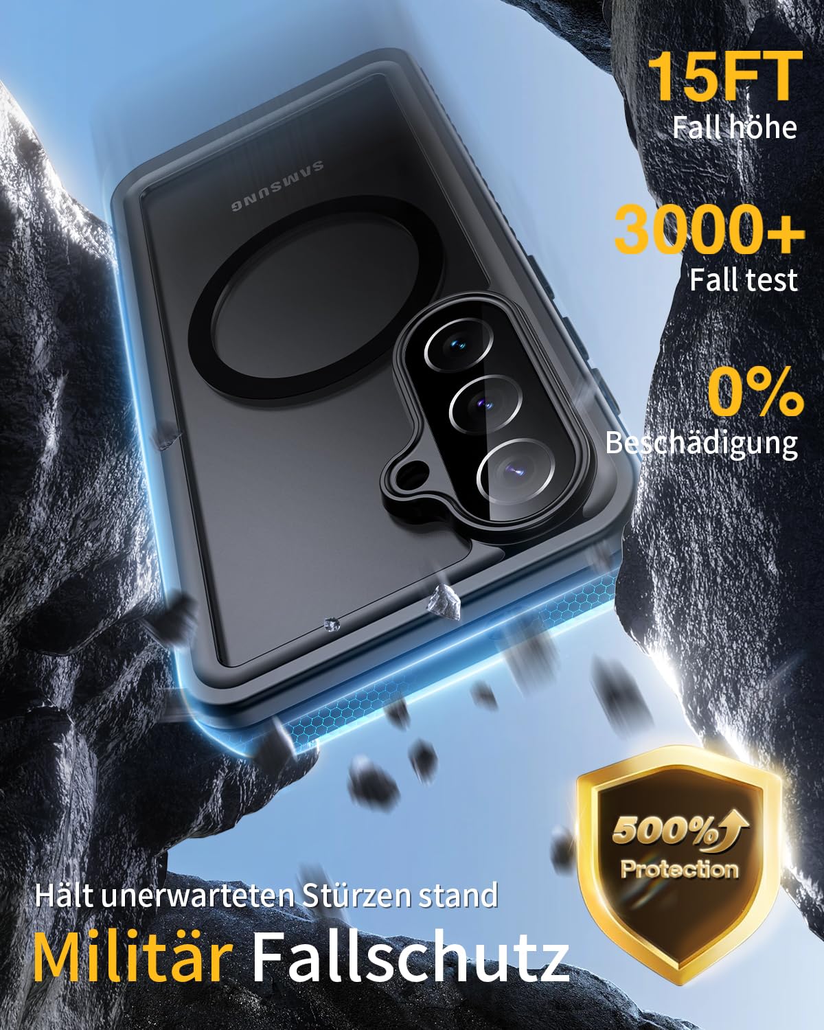 Lanhiem für Samsung Galaxy S26 Hülle, IP68 Wasserdicht Kompatibel mit Magsafe Handyhülle Samsung S26 5G 360 Grad Schutzhülle Magnetisch Stoßfest Staubdicht Sturzfest Outdoor mit Displayschutz, Schwarz