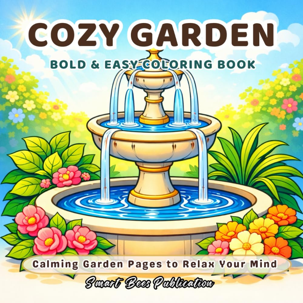Cozy Garden: Garden Bold and Easy Coloring Book for Adults and Teens | Stress-Free Garden Scenes for Relaxation, Mindfulness & Calm