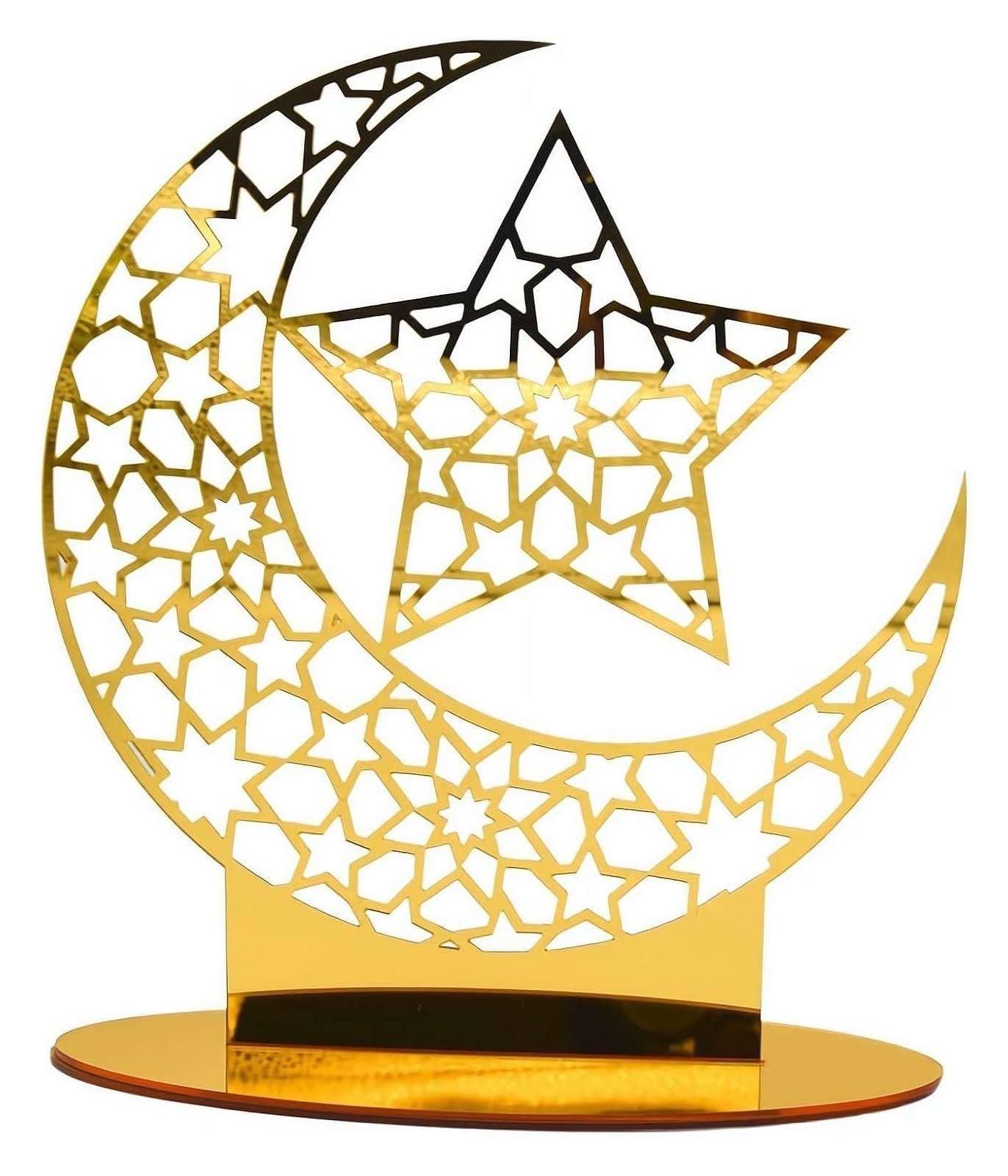 Ptrecniok Ramadan Decorations For Home Table， Ramadan Table Decorations,Eid Mubarak Ornament Acrylic Decor,Islamic(Gold 3)