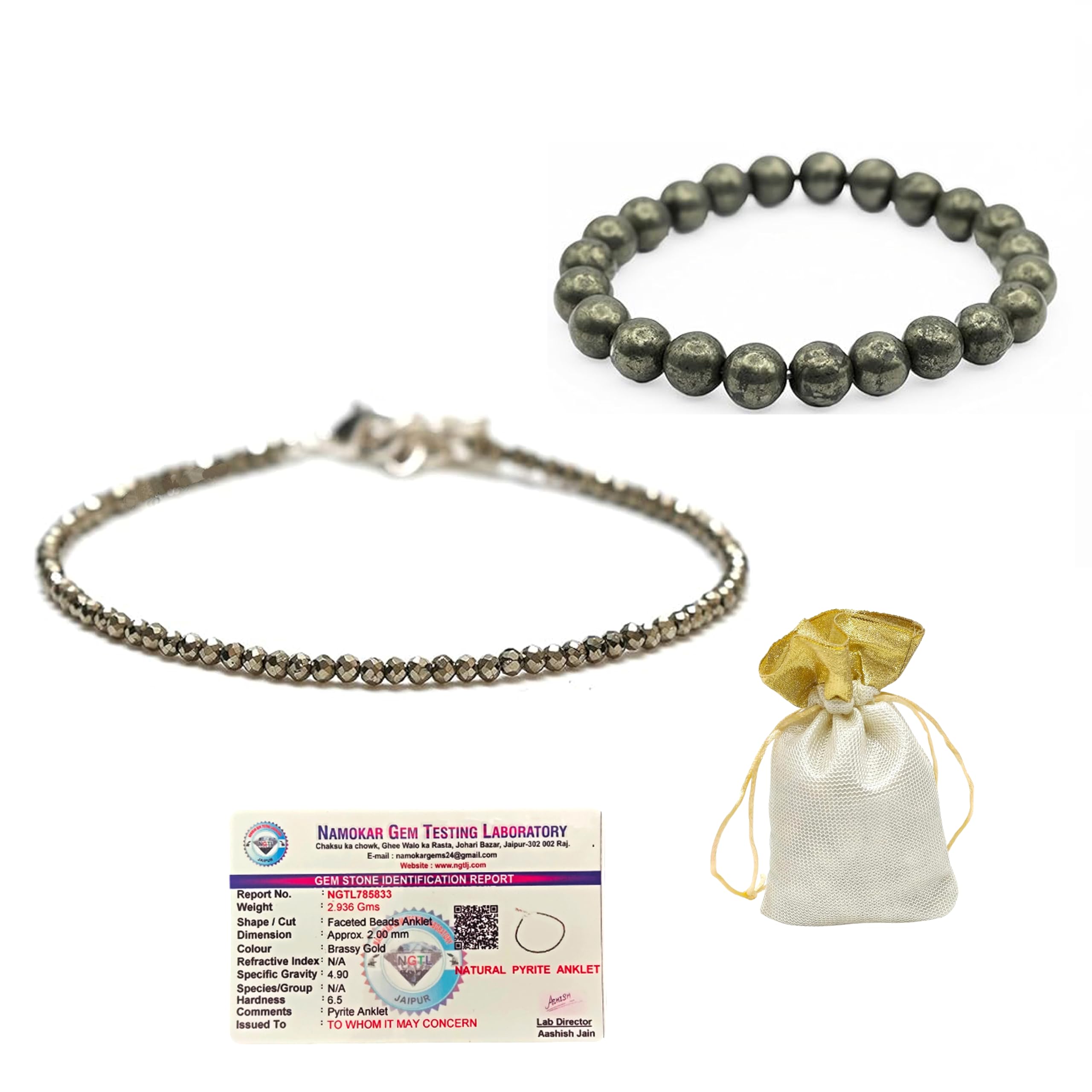 Raw Pyrite Bracelet with Raw Pyrite Anklet Stone of Money, Protection & Power | Best Gift Items | Spiritual Jewellery for Women | Anklet for Women Couple Combo-image-29