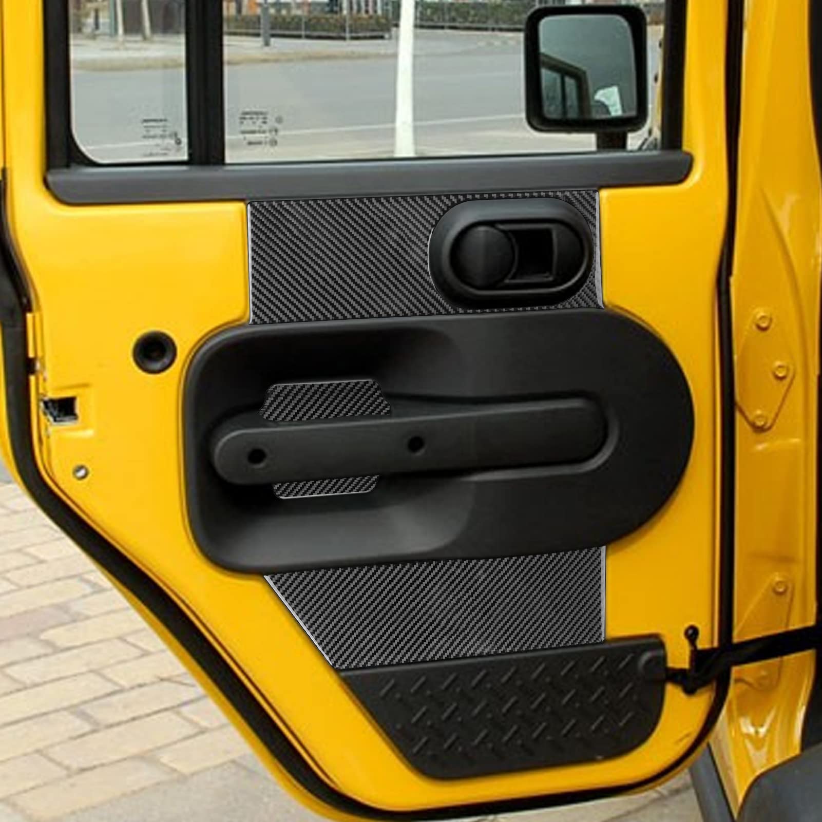 Real Premium Carbon Fiber Compatible with Wrangler 2007 2008 2009 2010 Accessories Car Rear Door Panel Cover Sticker Decal Interior Trim (Black)