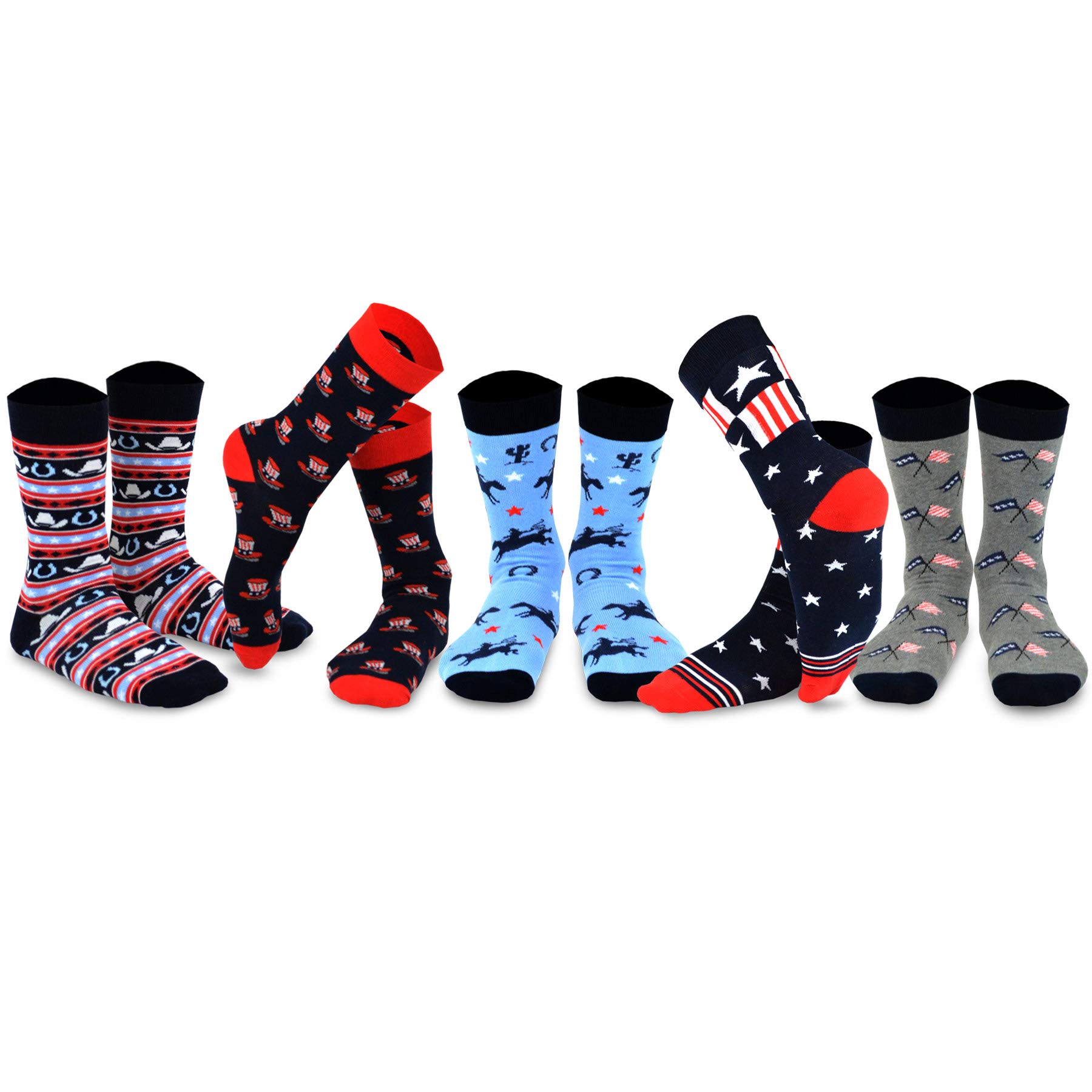 American Patriotic Stars and Stripes Crew Knee High Low Cut Ankle Novelty Socks for Men and Women Multipair