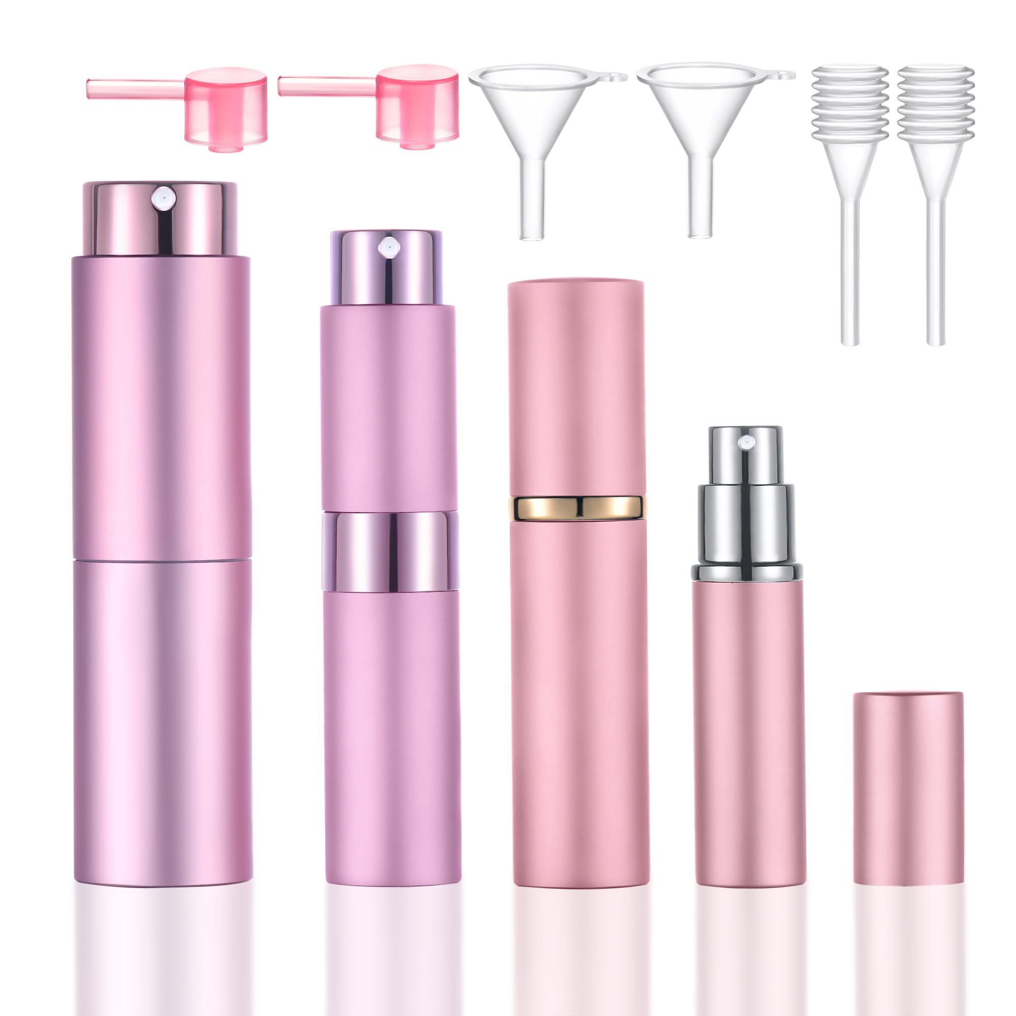 Yikimyfo 4 Pcs Atomizer Sprayer for Perfume, 6/8/10/20ml Perfume Refill Bottle Cologne Travel Bottle Refillable Perfume Bottle Fine Mist Fragrance Atomizer Perfume Spray Bottle for Travel