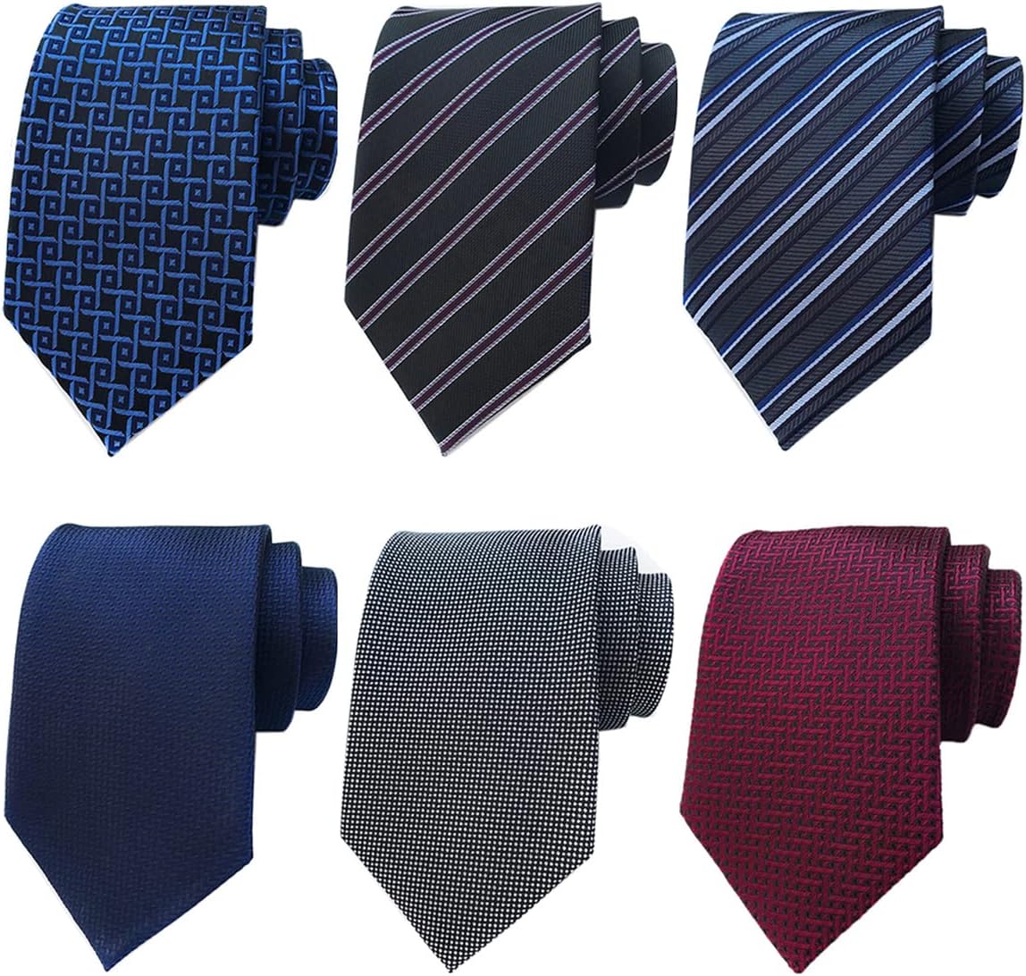 Men's Tie Necktie Regular/Extra Long XL Ties for Men Big and Tall Woven JACQUARD Classic, 58 or 63 inch Long
