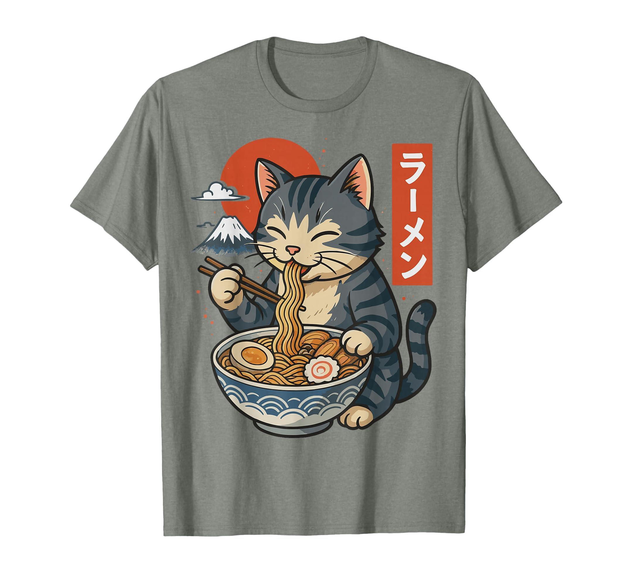 Anime Cat Eating Ramen Retro Kawaii Ramen Cat T-Shirt