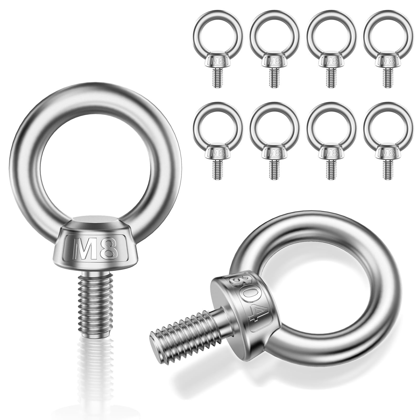 Viti Ad Anello M8 In Acciaio Inox 304 - Confezione Da 5 Pezzi Per Sospensioni E Fissaggi - Foto 2