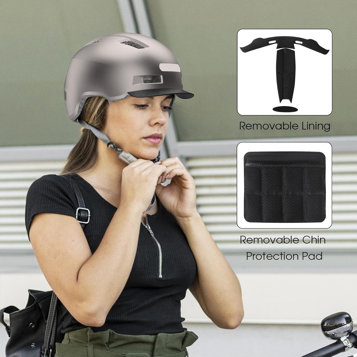 Shinmax Bike Helmet with removable lining and chin protection pad.
