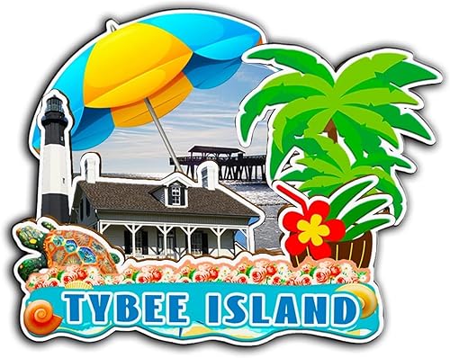 Tybee Island Georgia USA - Imán de madera para nevera, monumentos 3D, recuerdos coleccionables, decoración hecha a mano -2659