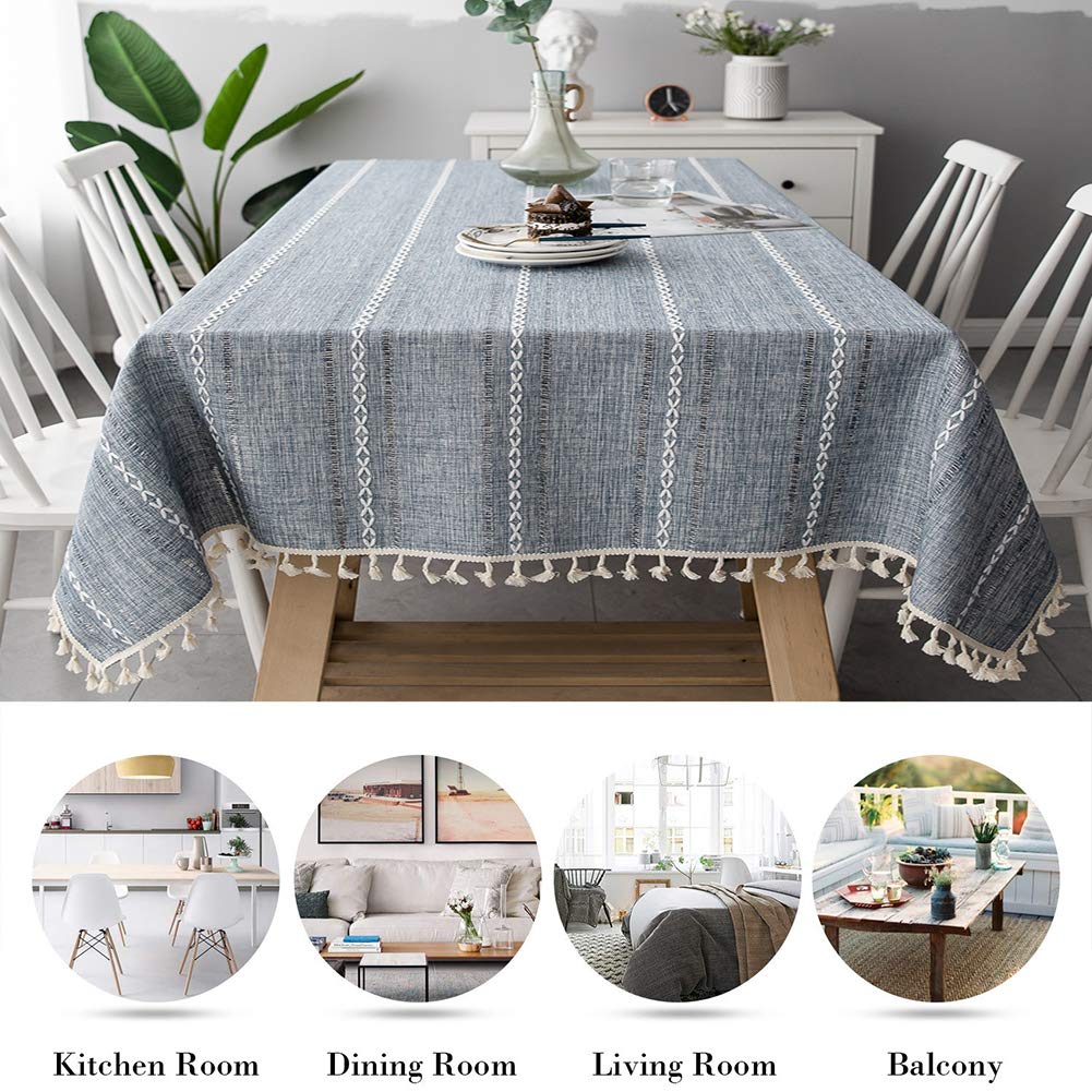 Mantel Tela Rectangular, Cubierta Mesa Antimanchas Lavable Efecto Lino Resistenteal Aceite Impermeablea Resistente a Agua, Hule Paño, macizo, para Moderno Comedor Cocina Jardín Bar, 120x290cm Blanco