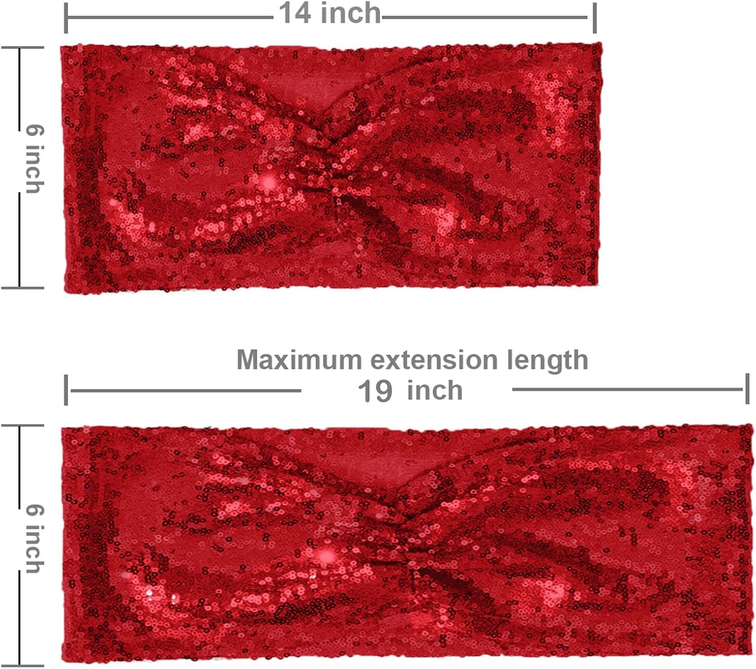 Eternal Beauty Set of 100 Sequin Bow Sashes Red Chair Sashes for Wedding Hotel Party Banquet Chair Cover Decorations