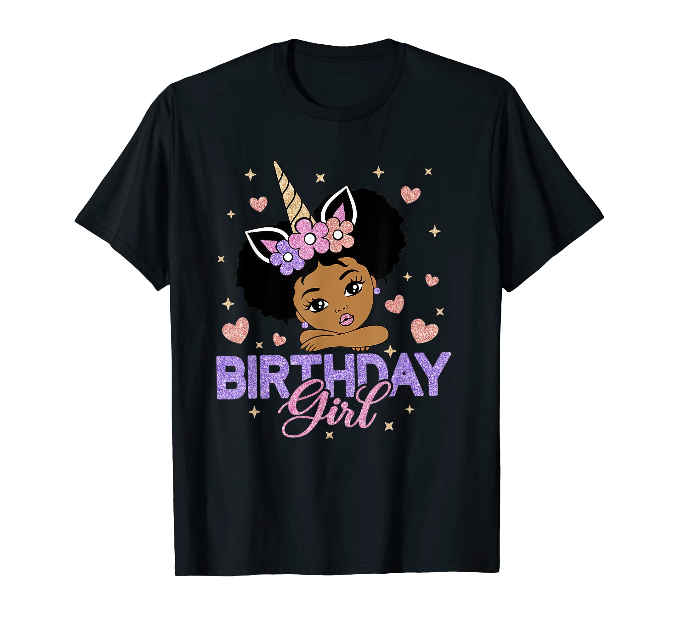 Unicorn Birthday Girl Party Family Matching Afro Princess T-Shirt