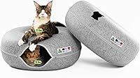 Vista 30 de Cattasaurus Peekaboo - Cueva para gatos, extra espaciosa para múltiples y grandes gatos de más de 12 libras, camas desmontables para gatos