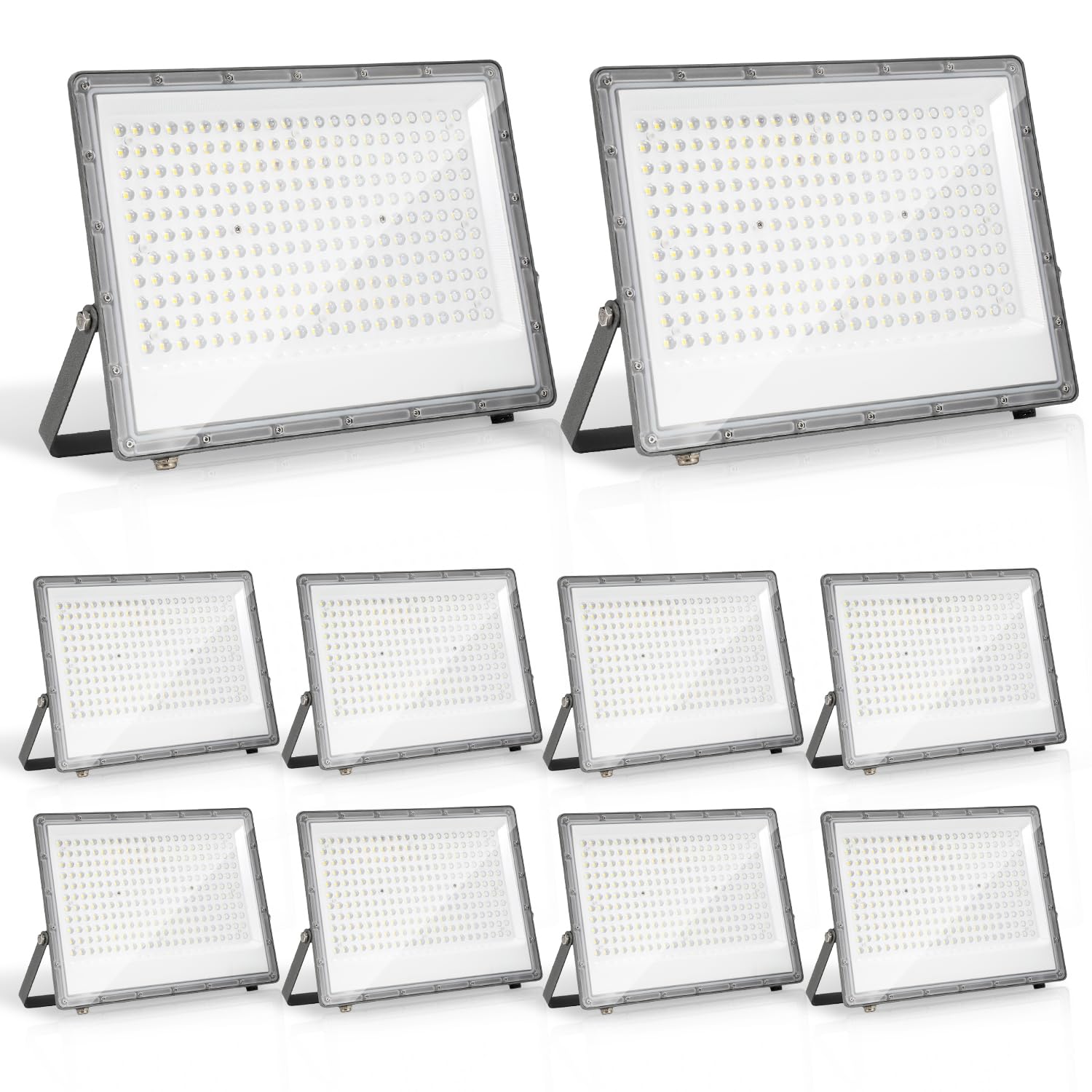 Ikodm LED Strahler Außen 4x200W, 10x Fluter Aussenstrahler Superhell 19800LM, 6000K Kaltweiß Scheiwerfer Aussen, IP66 Wasserdicht Flutlicht Außenstrahler für Werkstatt, Sportplatz (Kein Stecker)