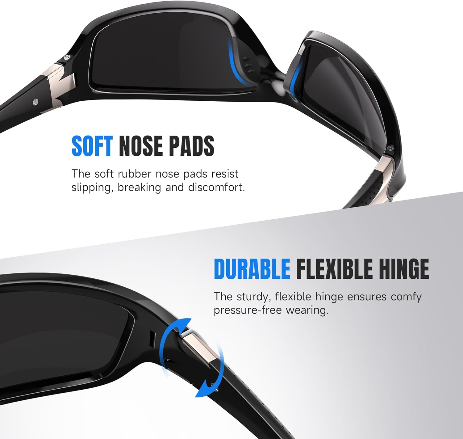 Polarized Sports Sunglasses for Men - Wrap Around Mens Sunglasses UV Protection for Fishing Cycling Driving