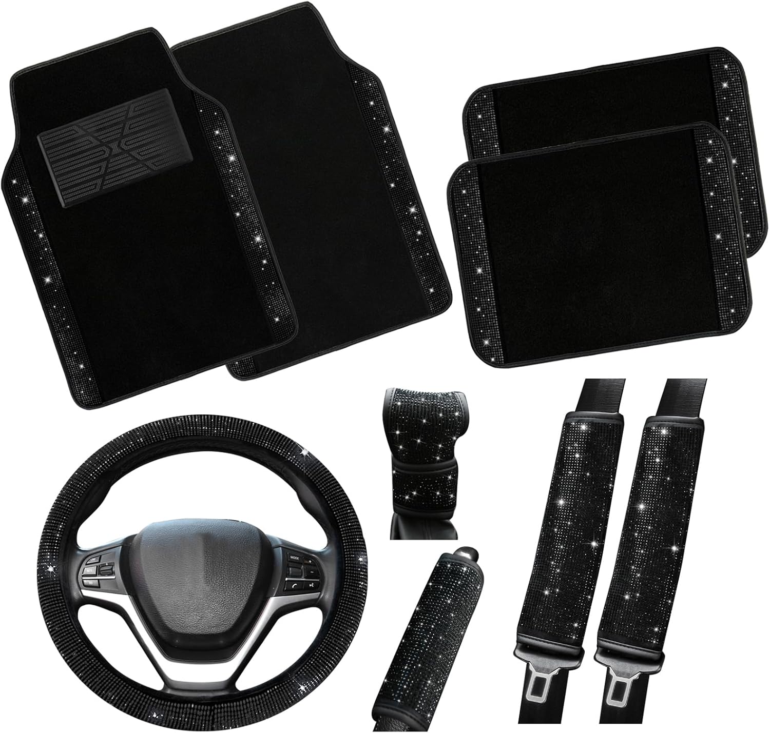 Valleycomfy Bling Steering Wheel Cover 9-Piece Gem Set