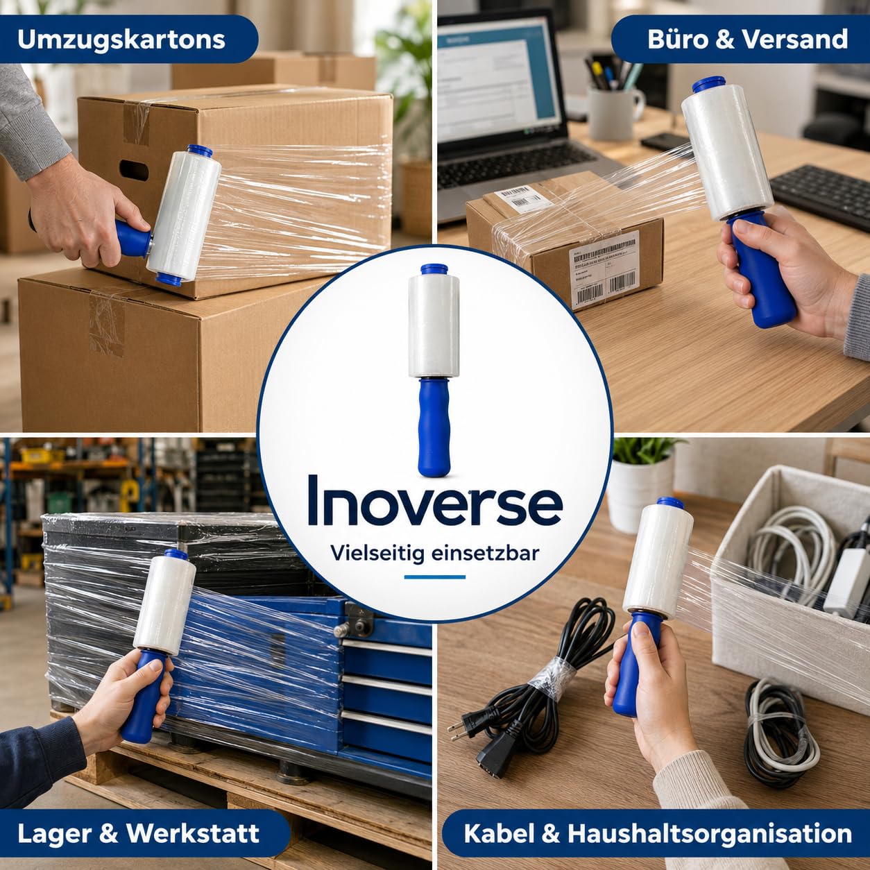 Inoverse Mini film extensible 12 rouleaux + dévidoir 10 cm x 150 m