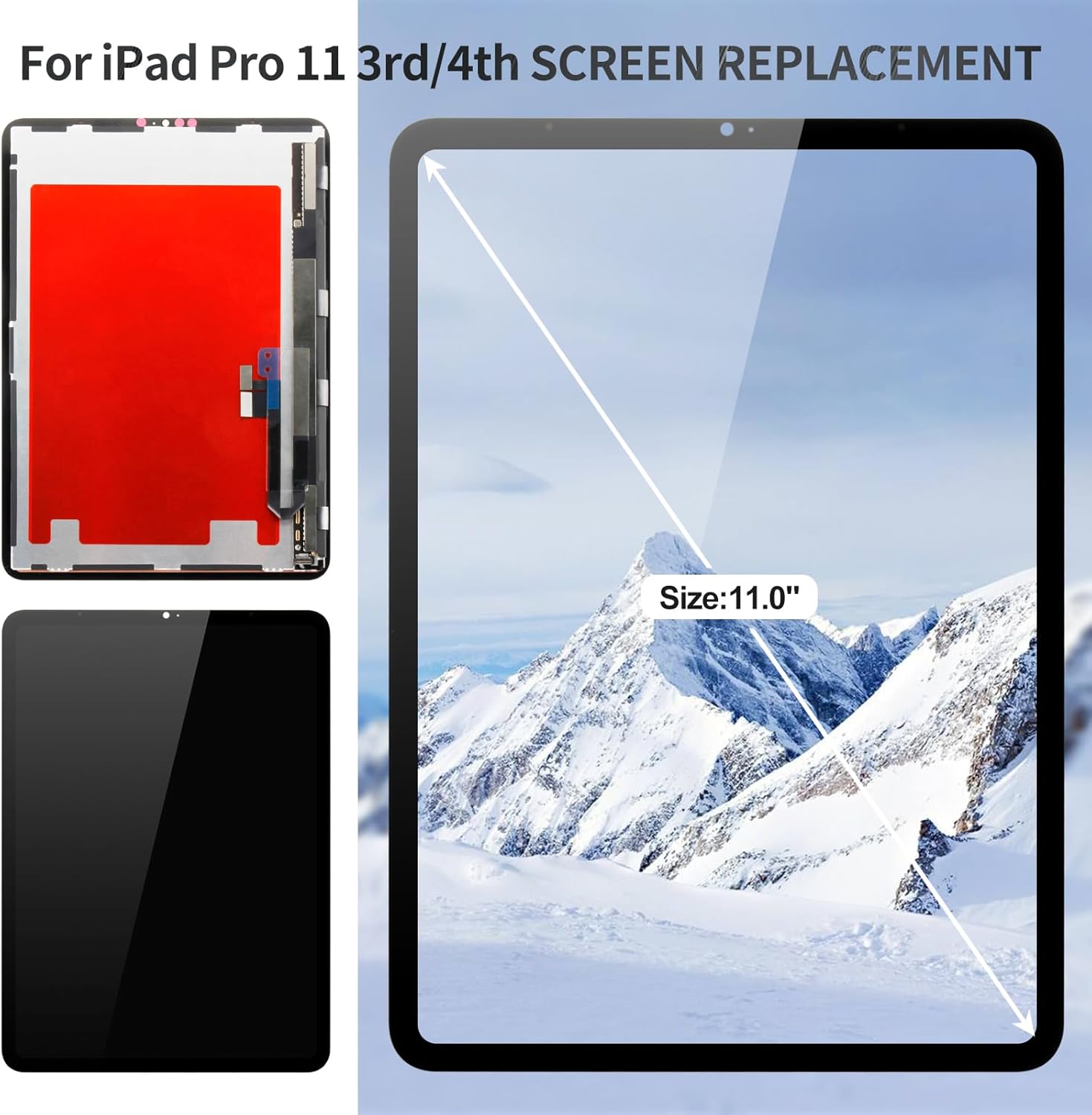 for iPad Pro 11 3rd Screen Replacement 2021 for iPad Pro 11 2022 Screen Touch Display for iPad Pro 11 3rd/4th Gen A2301 LCD Digitizer Assembly Repair Kits A2435 Black