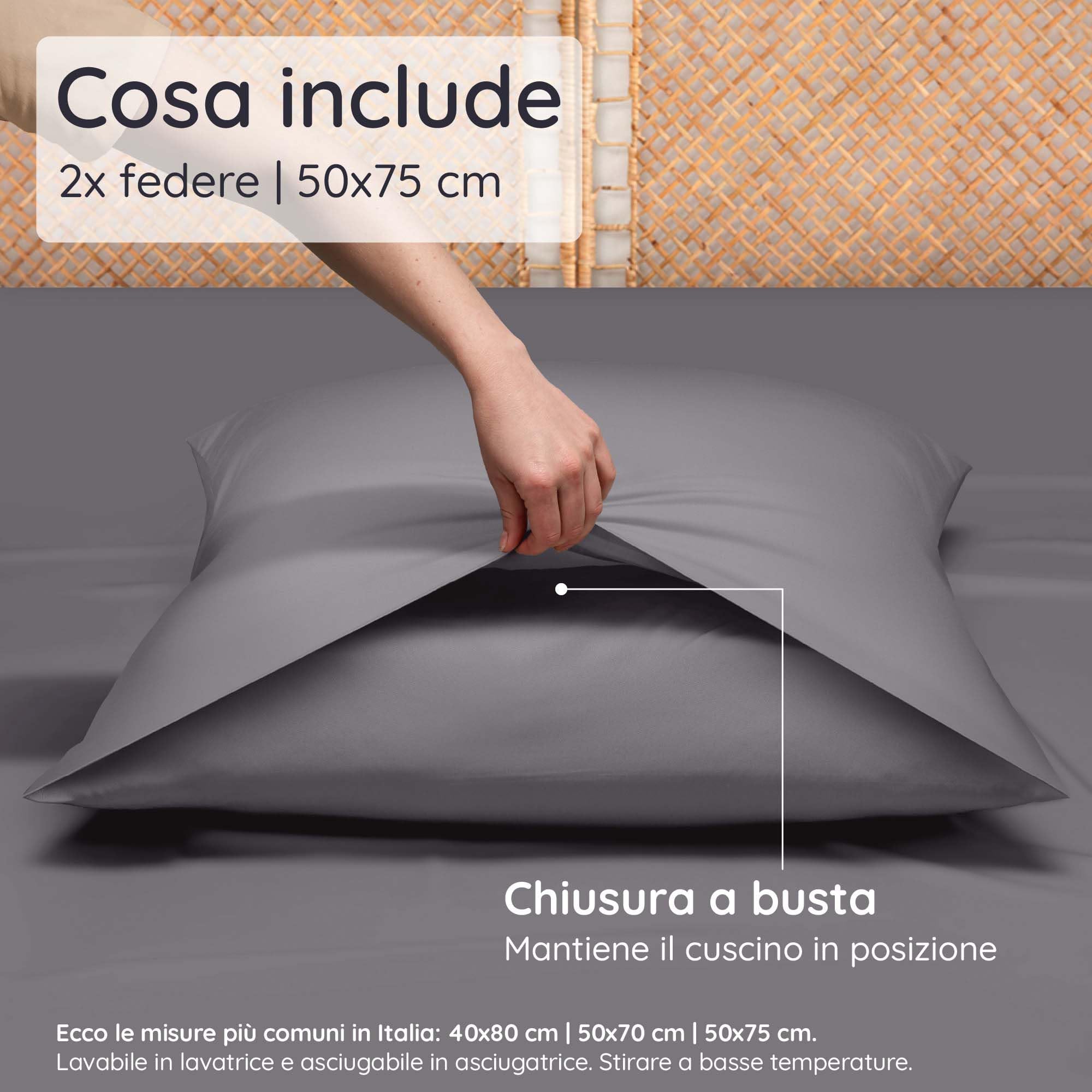 Bambaw Federe bambu 50x75 cm, Confezione da 2, Federe traspiranti e antibatteriche antiacaro, Federa rinfrescante cuscino per l’estate, Federa cuscino bambù certificata Oeko-Tex (Grigio scuro)
