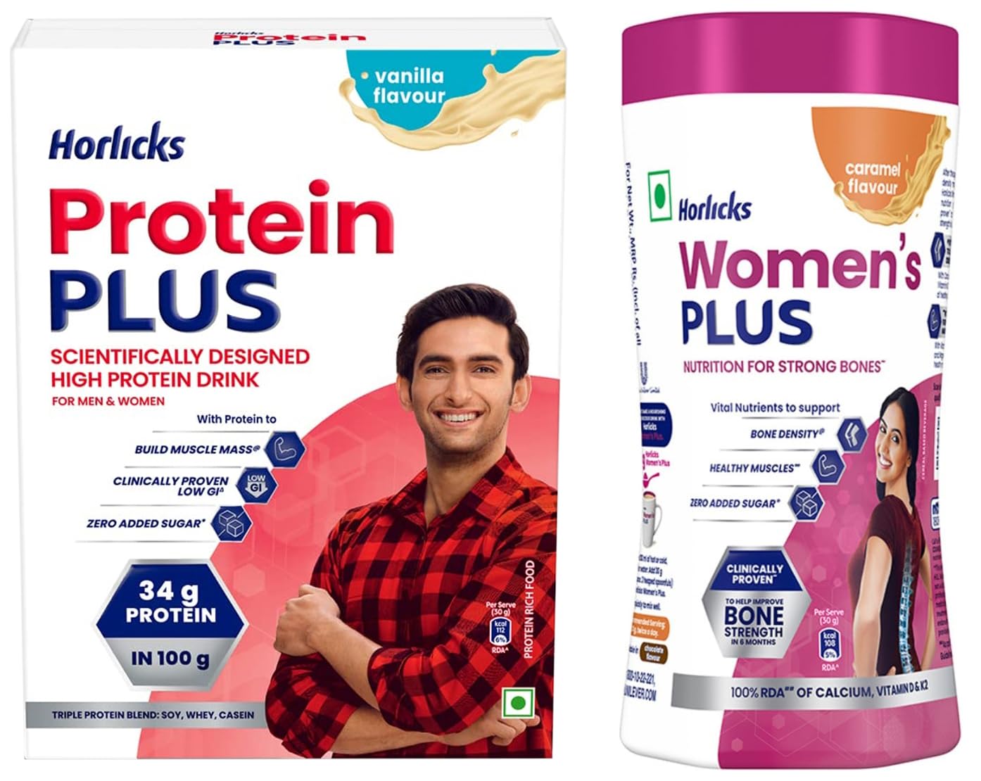 Horlicks Protein Plus Vanilla Protein Drink for Adults, 400g Container | Whey, Soy & Casein Blend -,Horlicks Women's Plus Caramel Jar, 400 g-image-18
